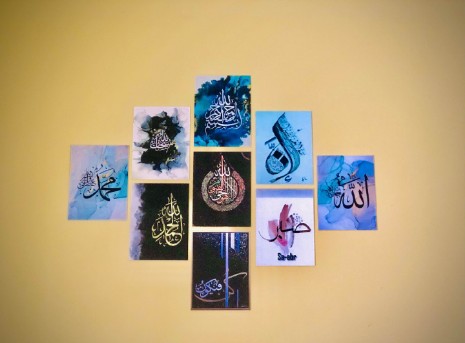Home Decoration Islamic Calligraphy wallboard Decoration, Home Decoration items 9 PCS PVC Board wall Poster._img_1