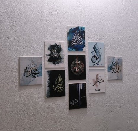 Home Decoration Islamic Calligraphy wallboard Decoration, Home Decoration items 9 PCS PVC Board wall Poster._img_2