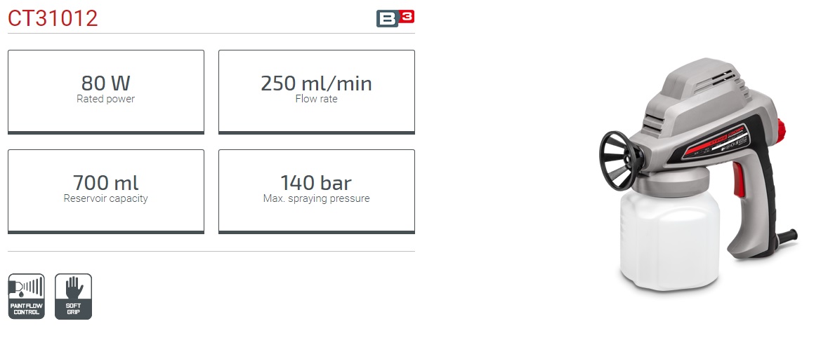 CROWN CT31012 Professional Electric Spray Machine, 230V, 80W, 140bar, 0.25L/min; Model: CT31012_img_1