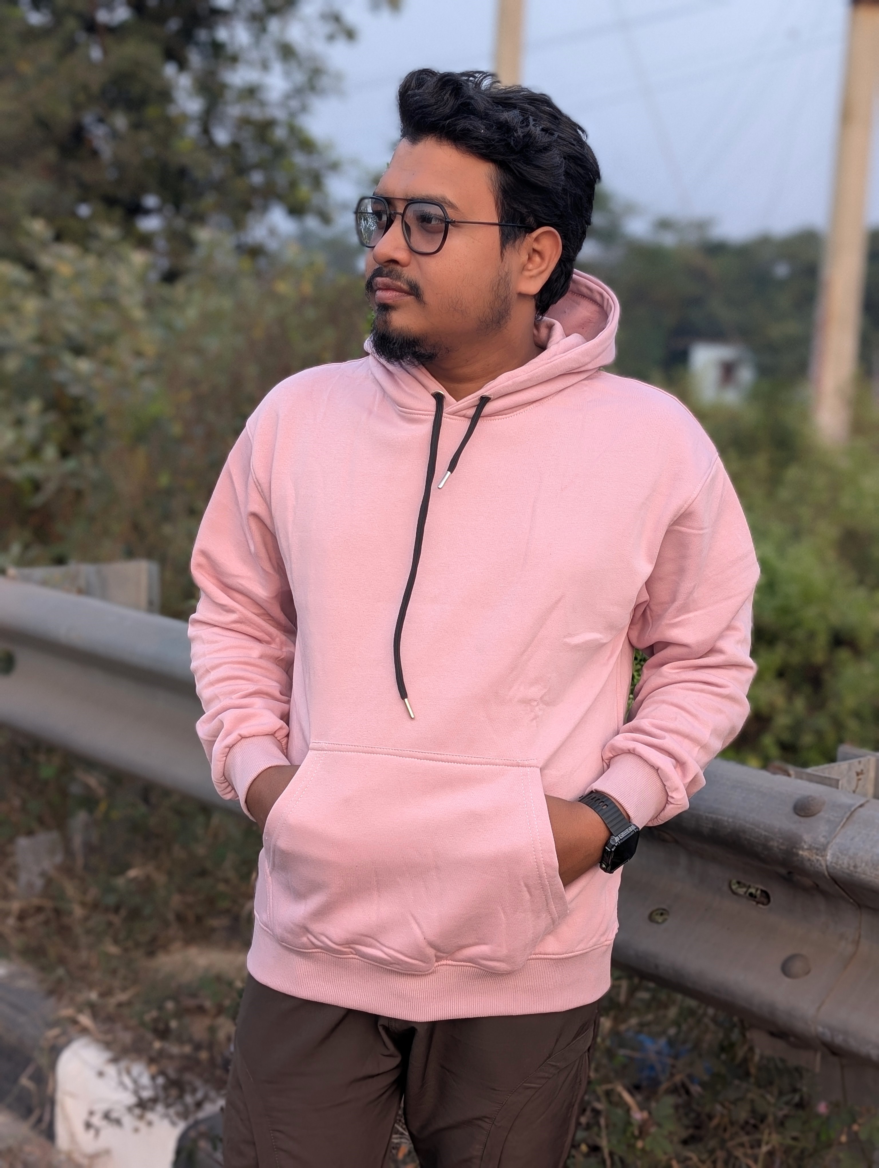 Exclusive Solid Light Pink Hoodie