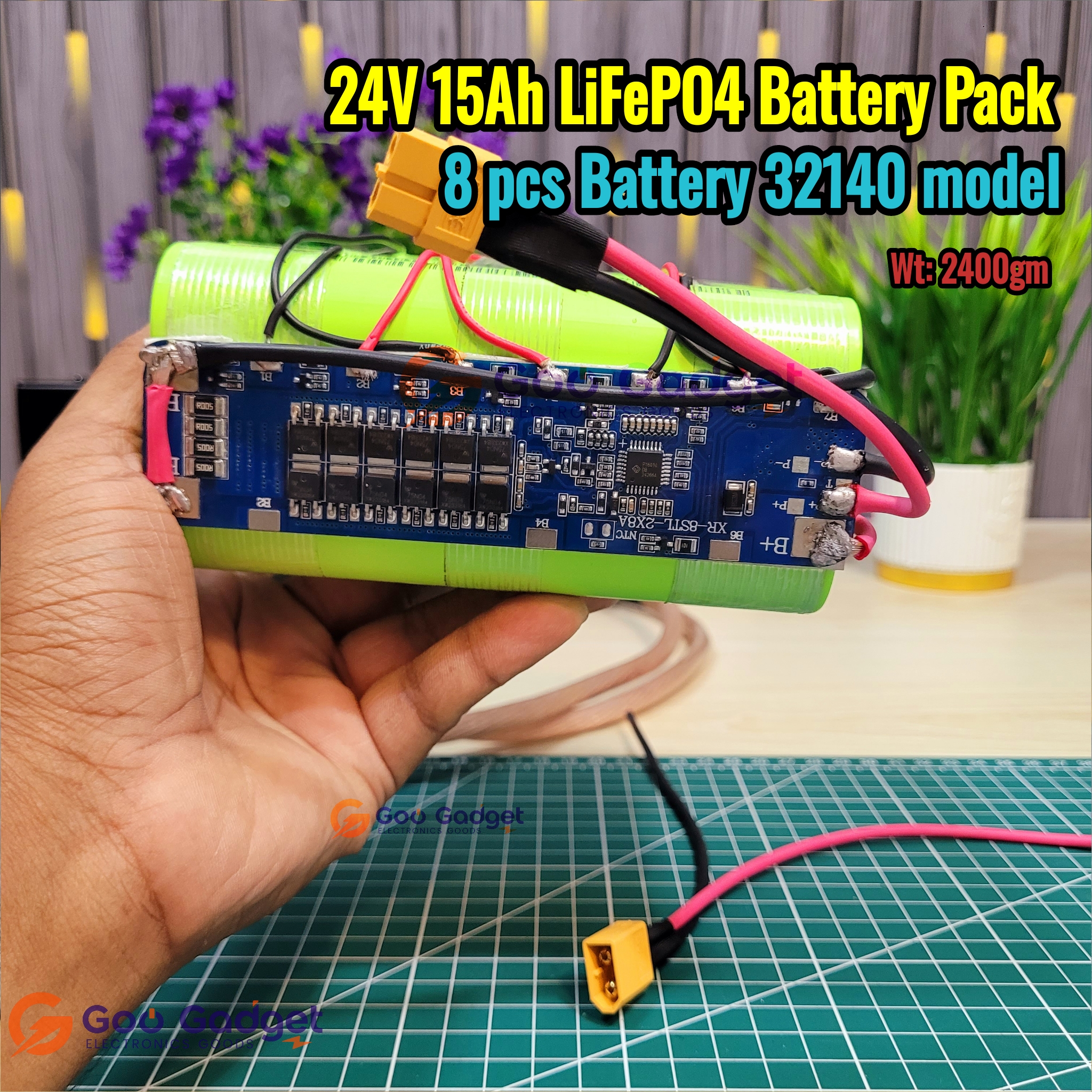 24V 15000mAh LiFePO4 Battery Pack with 8S 30A BMS | IFR32140 Grade-A Cells | High-Power 24V Pack_img_2