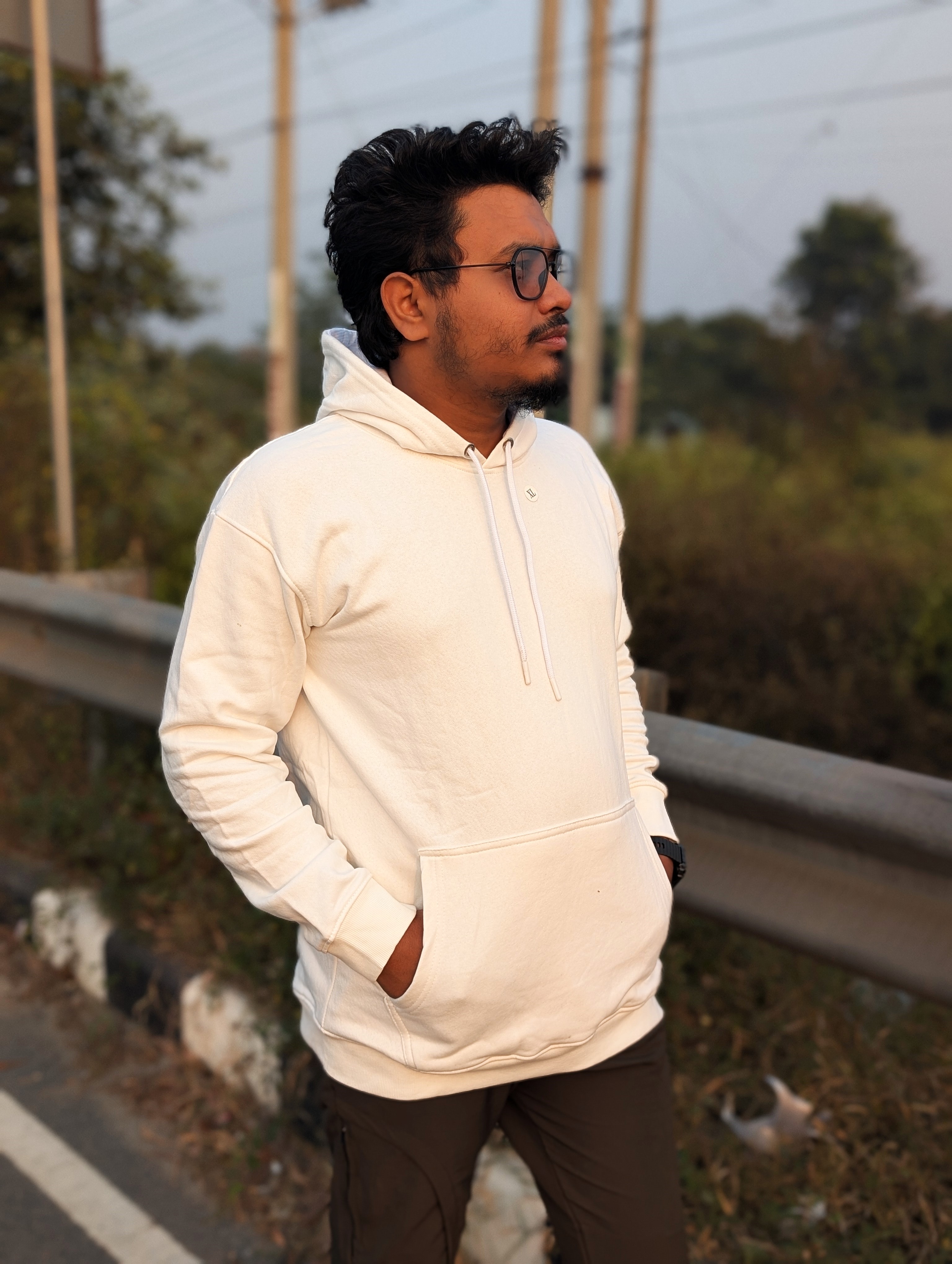 Exclusive Winter White Solid Hoodie_img_1