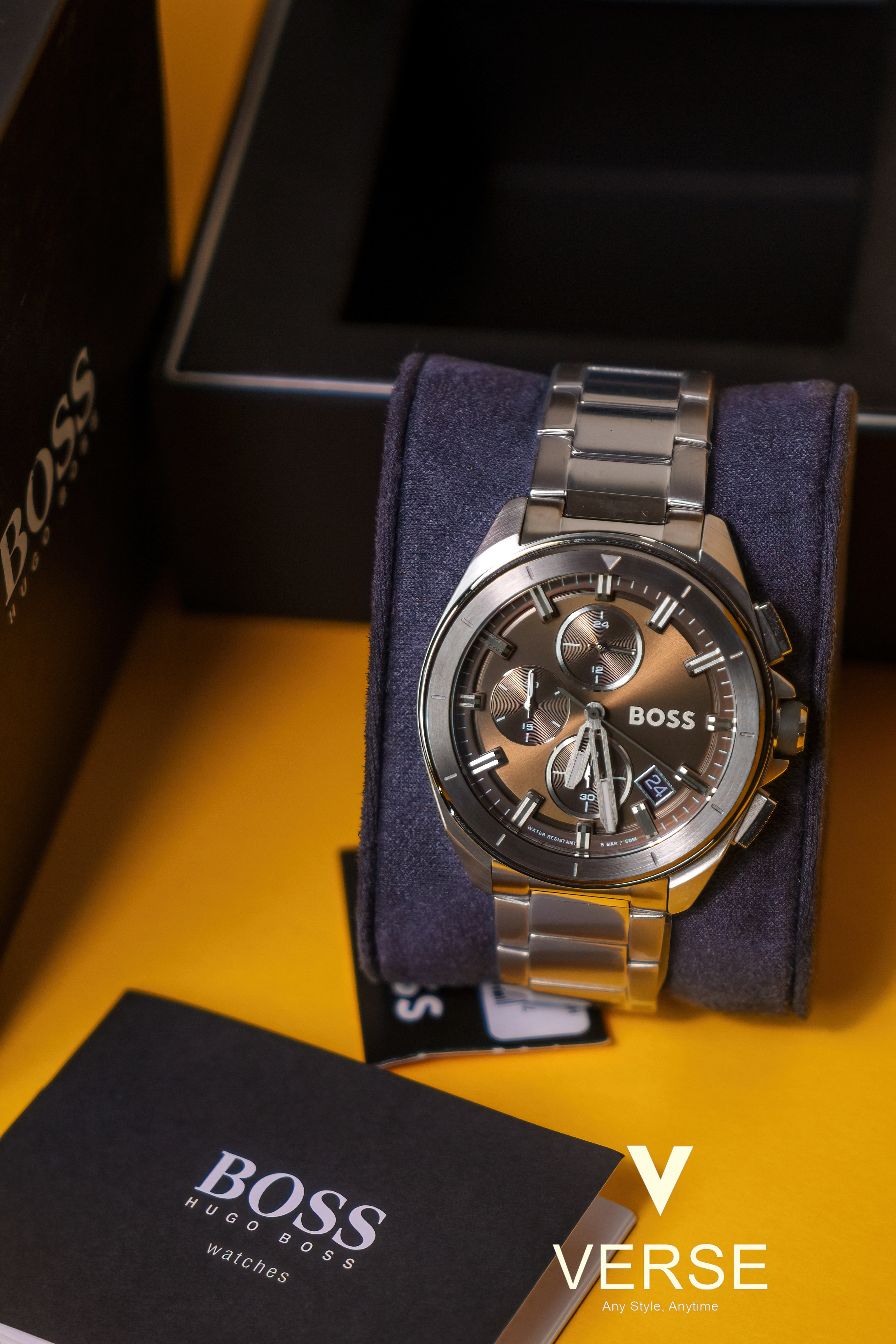 Hugo Boss Volane 1513951 Men’s 44 mm Silver Chronograph – Green Dial & Stainless Bracelet