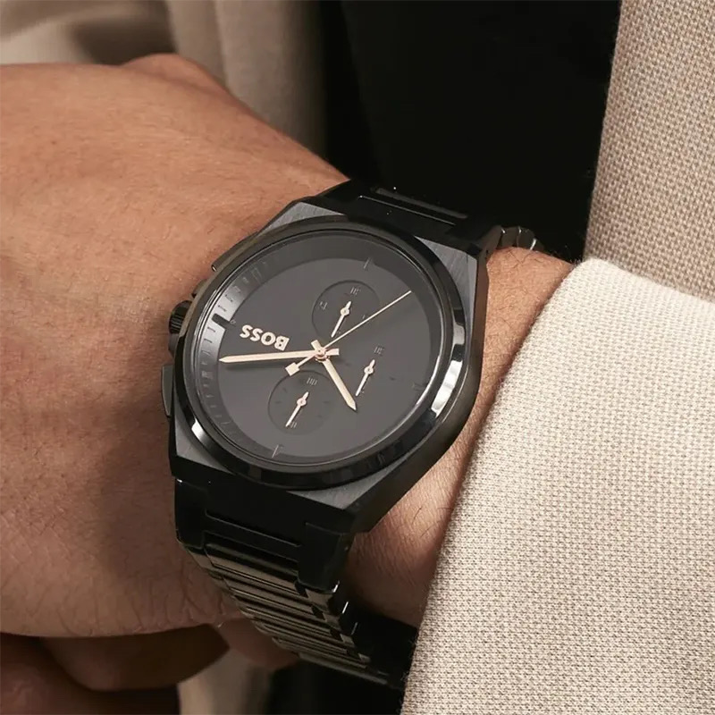 Hugo Boss Steer 1514068 Men’s 45 mm All-Black Chronograph – Stainless Steel Bracelet_img_1