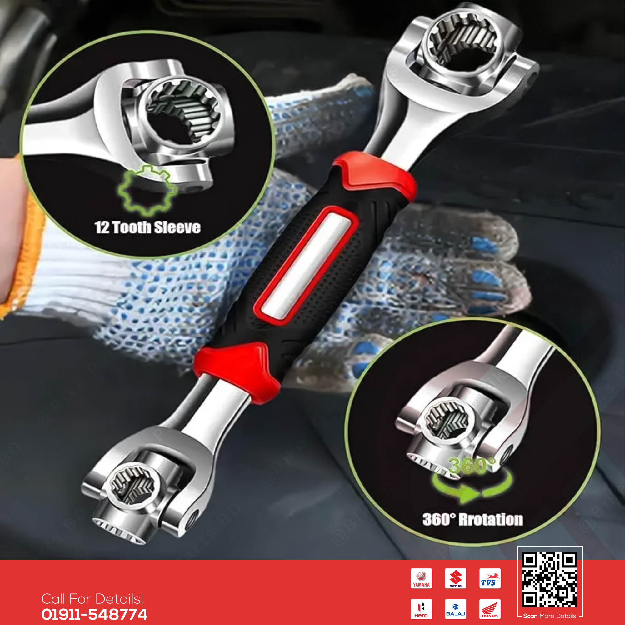 Magic Tools Bolts Wrench For Motorcycle Repair 360 Degree Rotation Spanner Universal Wrench._img_1