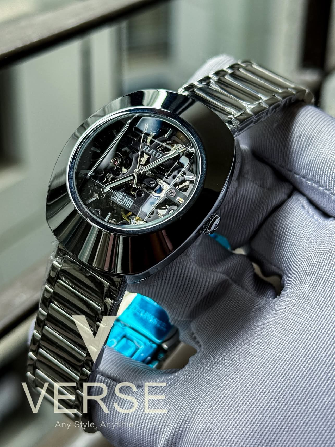 Rado diaster auto silver body black dial