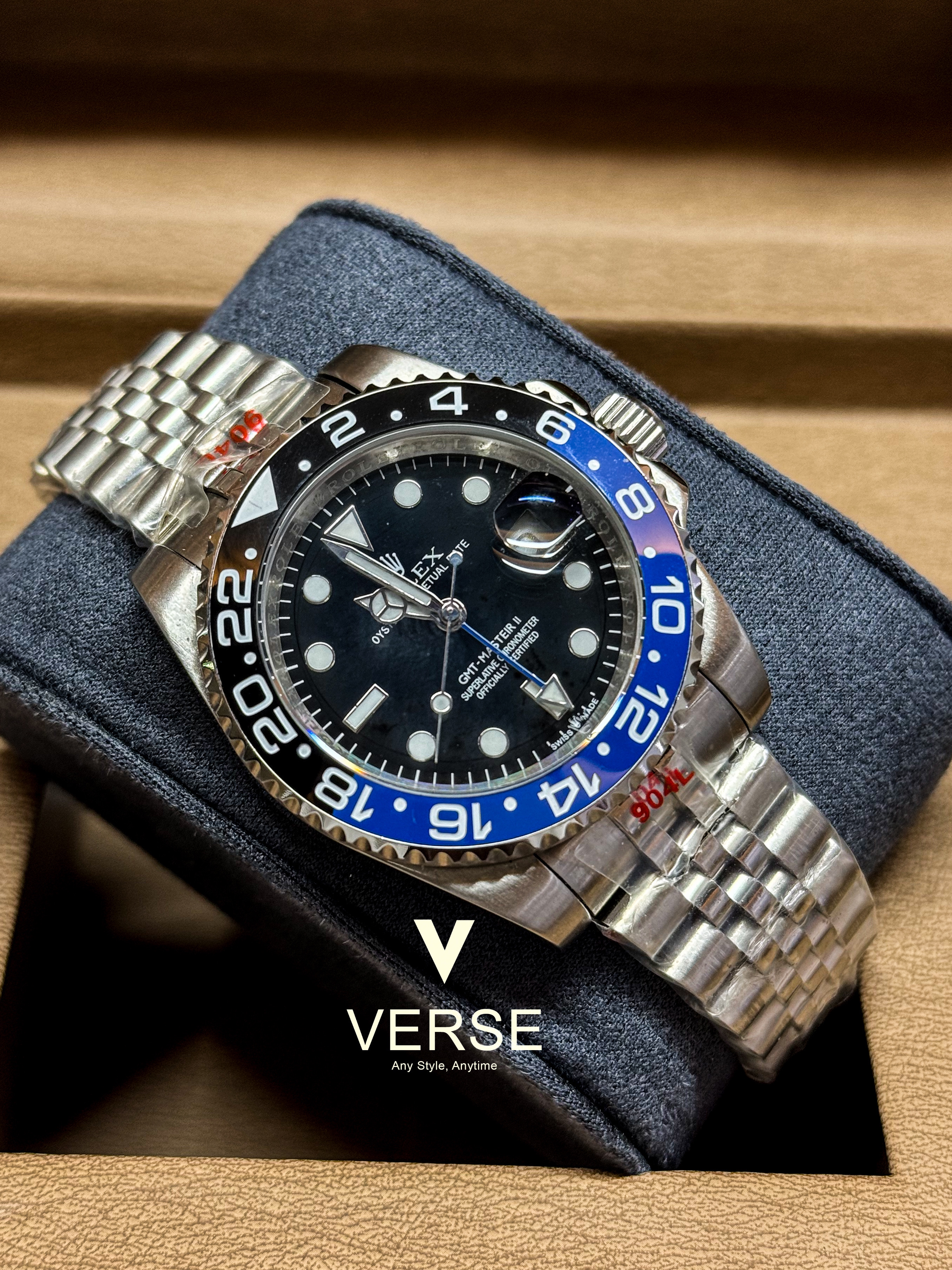 AAA Rolex GMT‑Master II “Batgirl” 126710BLNR – 40 mm Steel, Black Dial, Blue & Black Bezel