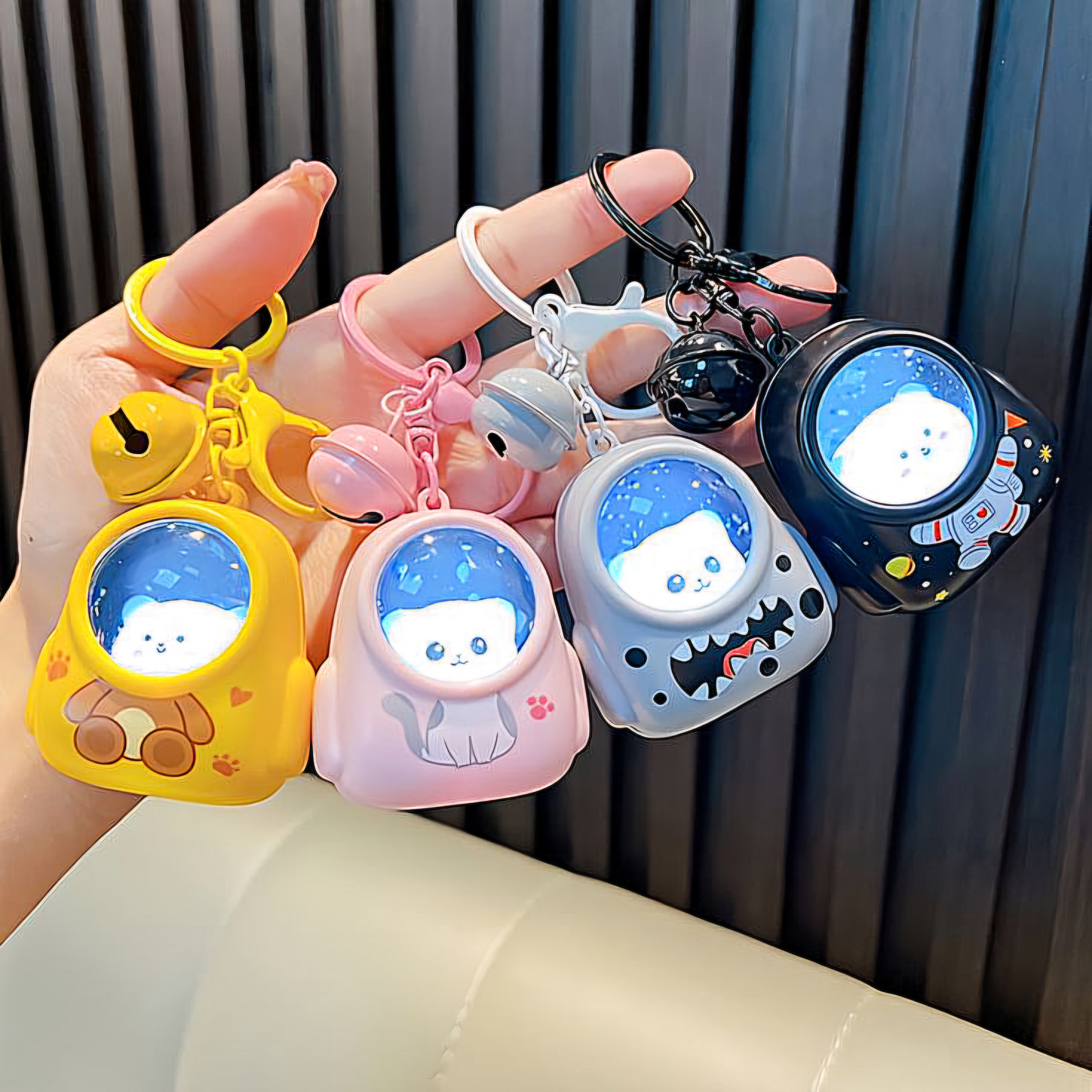 Astronaut Cat Schoolbag Luminous Nightlight Keychain Accessories Bag Decorations Pendant_img_1