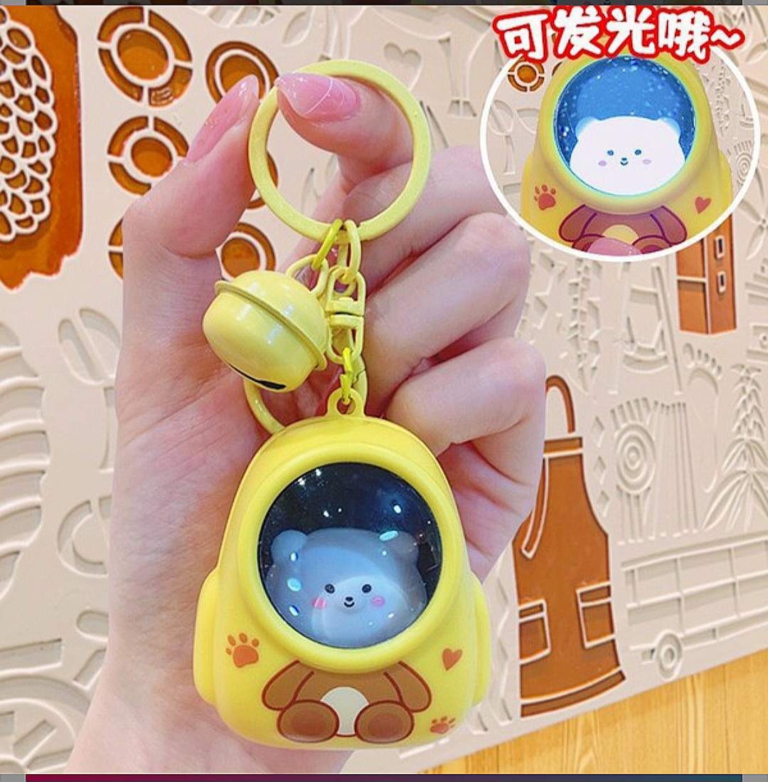 Astronaut Cat Schoolbag Luminous Nightlight Keychain Accessories Bag Decorations Pendant_img_5