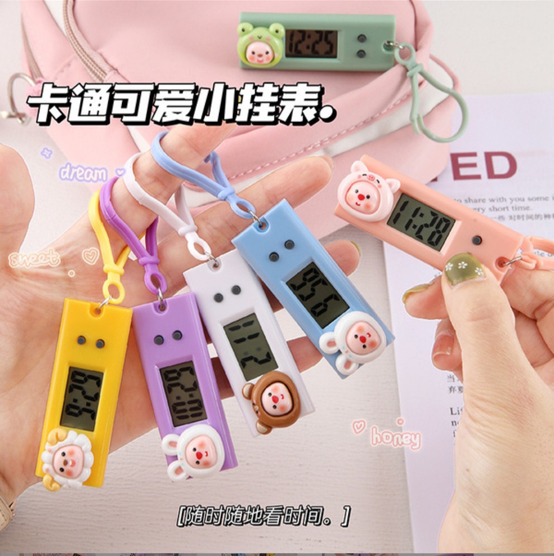 Cartoon cute small hanging watch mini portable electronic clock student exam class schedule clock timer_img_0