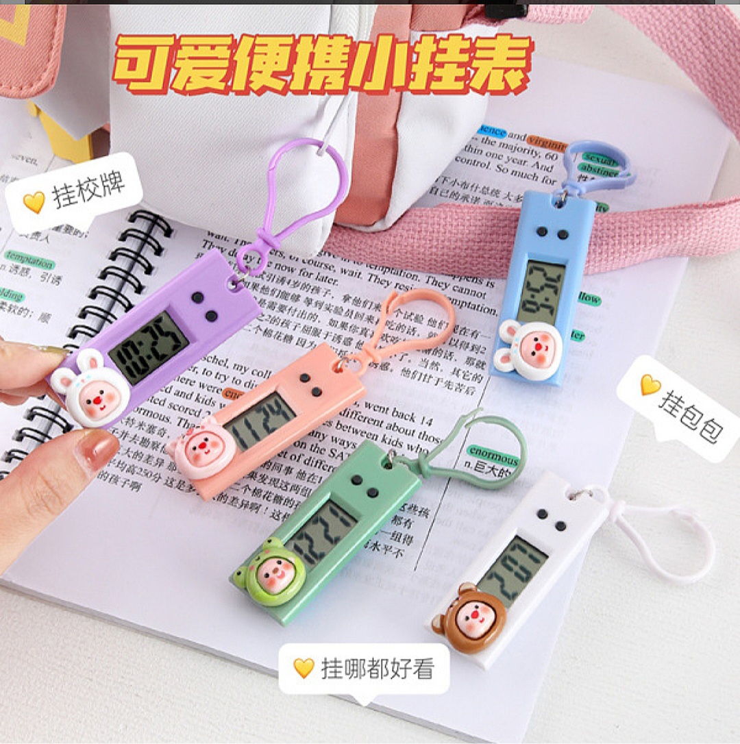Cartoon cute small hanging watch mini portable electronic clock student exam class schedule clock timer_img_1