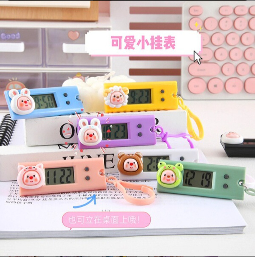 Cartoon cute small hanging watch mini portable electronic clock student exam class schedule clock timer_img_2