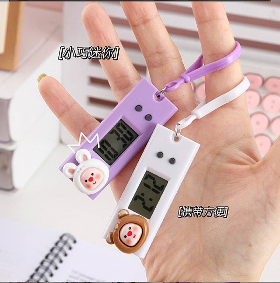 Cartoon cute small hanging watch mini portable electronic clock student exam class schedule clock timer_img_3