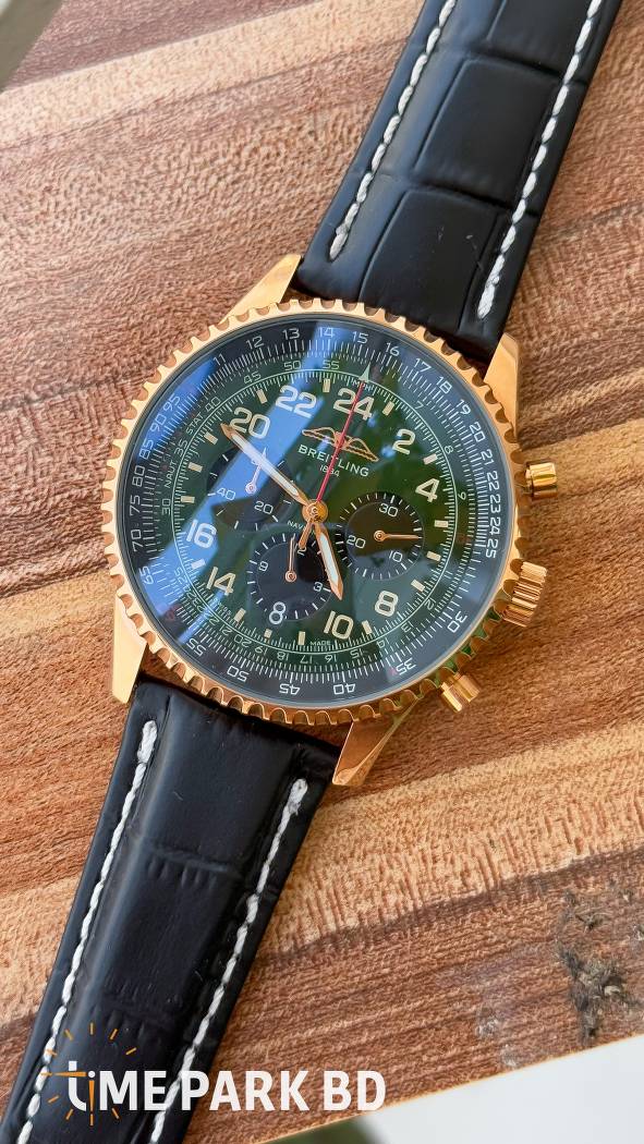 Britling Black ROSE GOLD Green Chronograph Dial | Rotating Bezel | EURO Grade