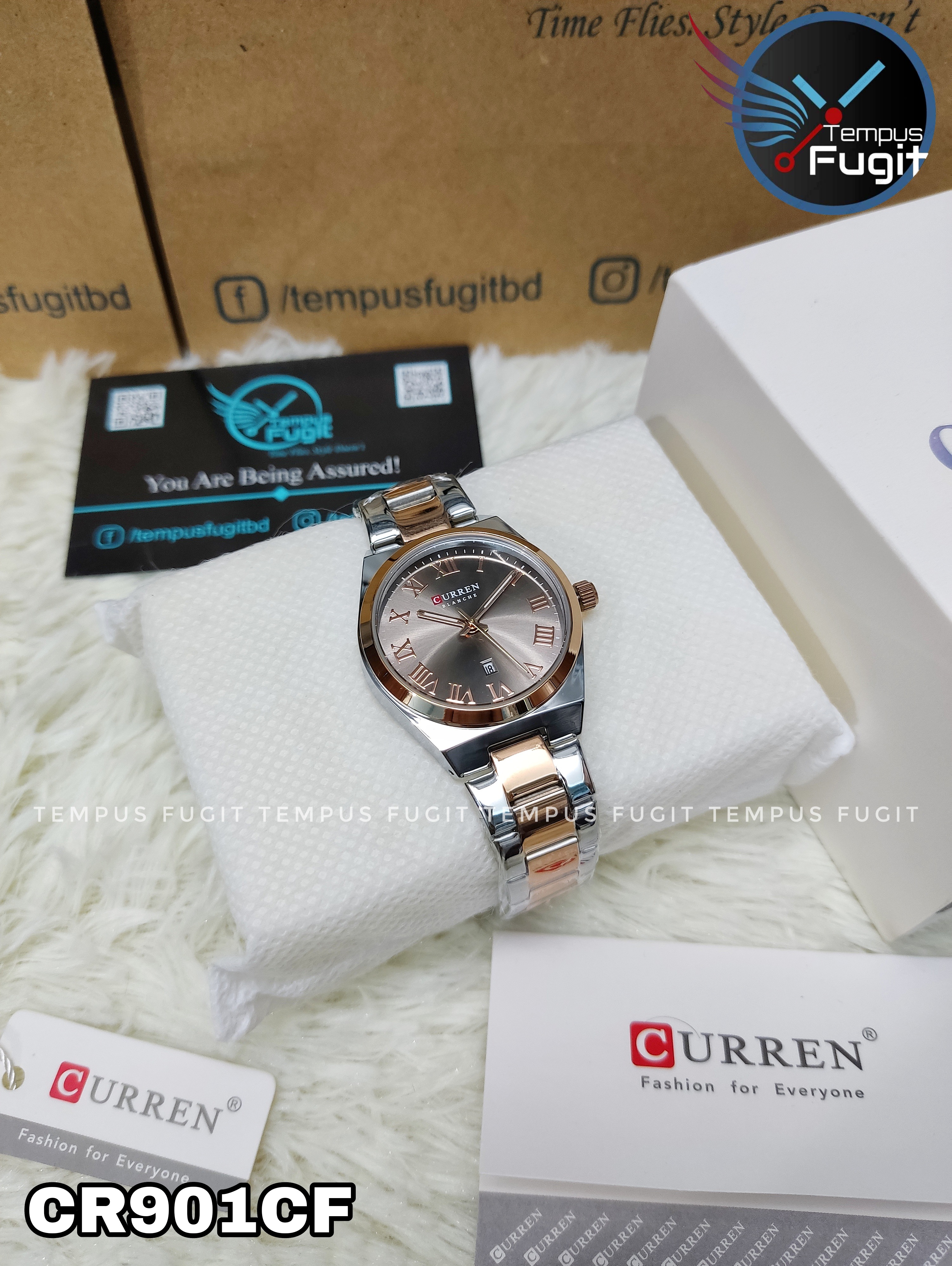 Curren 9095 Ladies Chain Watch- Grey Dial- Rose Golden Bezel- Silver+Rose Golden Chain- TF Code CR901CF_img_9