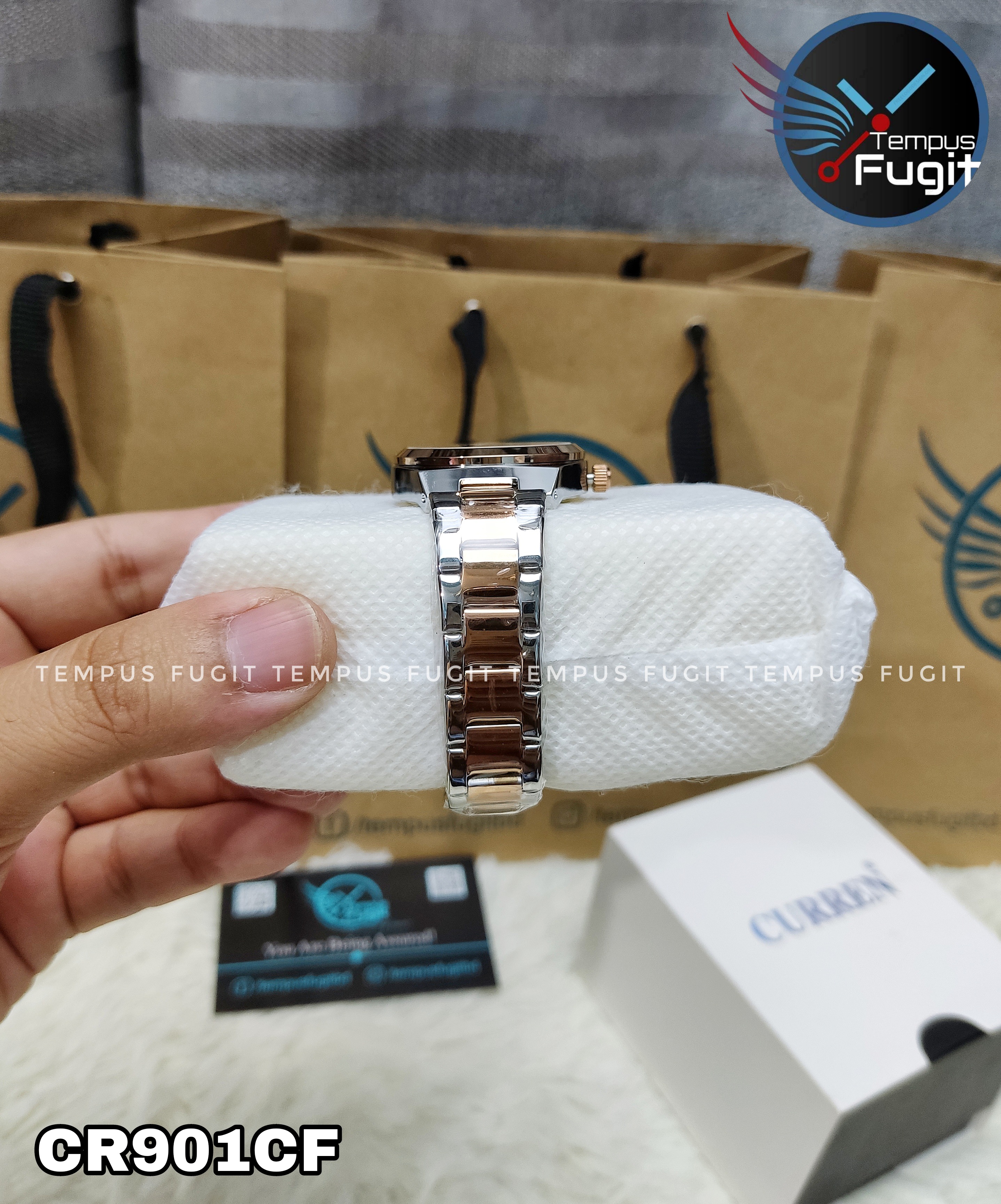 Curren 9095 Ladies Chain Watch- Grey Dial- Rose Golden Bezel- Silver+Rose Golden Chain- TF Code CR901CF_img_7