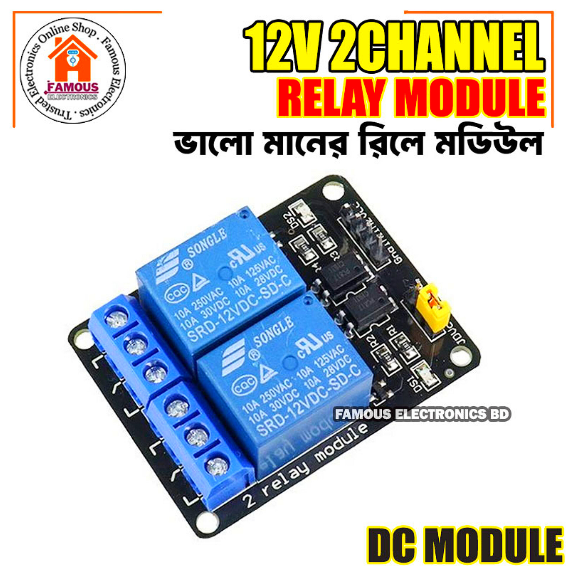 Relay Module DC 12V Dual Channel Relay Control Module With Screw Terminal For Arduino Two 2 Channel DC12V With Optocoupler Protection_img_1
