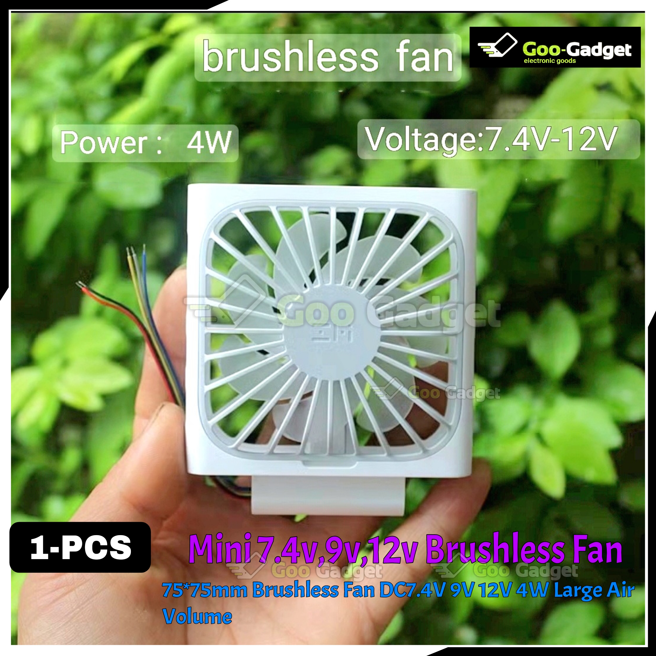 Mini 75x75mm Brushless Cooling Fan | DC 7.4V / 9V / 12V | 4W High Air Volume Blower Fan for DIY Projects