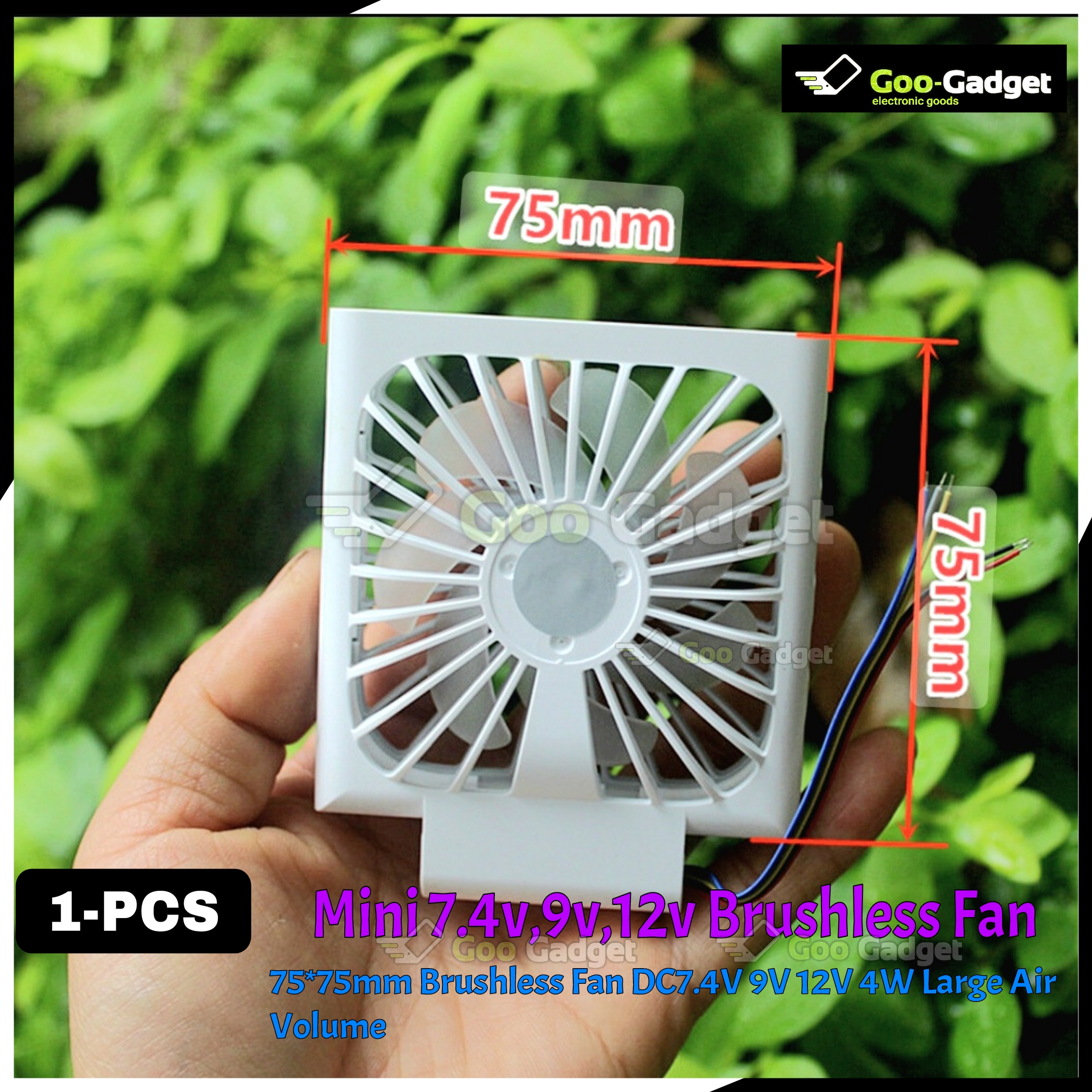 Mini 75x75mm Brushless Cooling Fan | DC 7.4V / 9V / 12V | 4W High Air Volume Blower Fan for DIY Projects_img_2