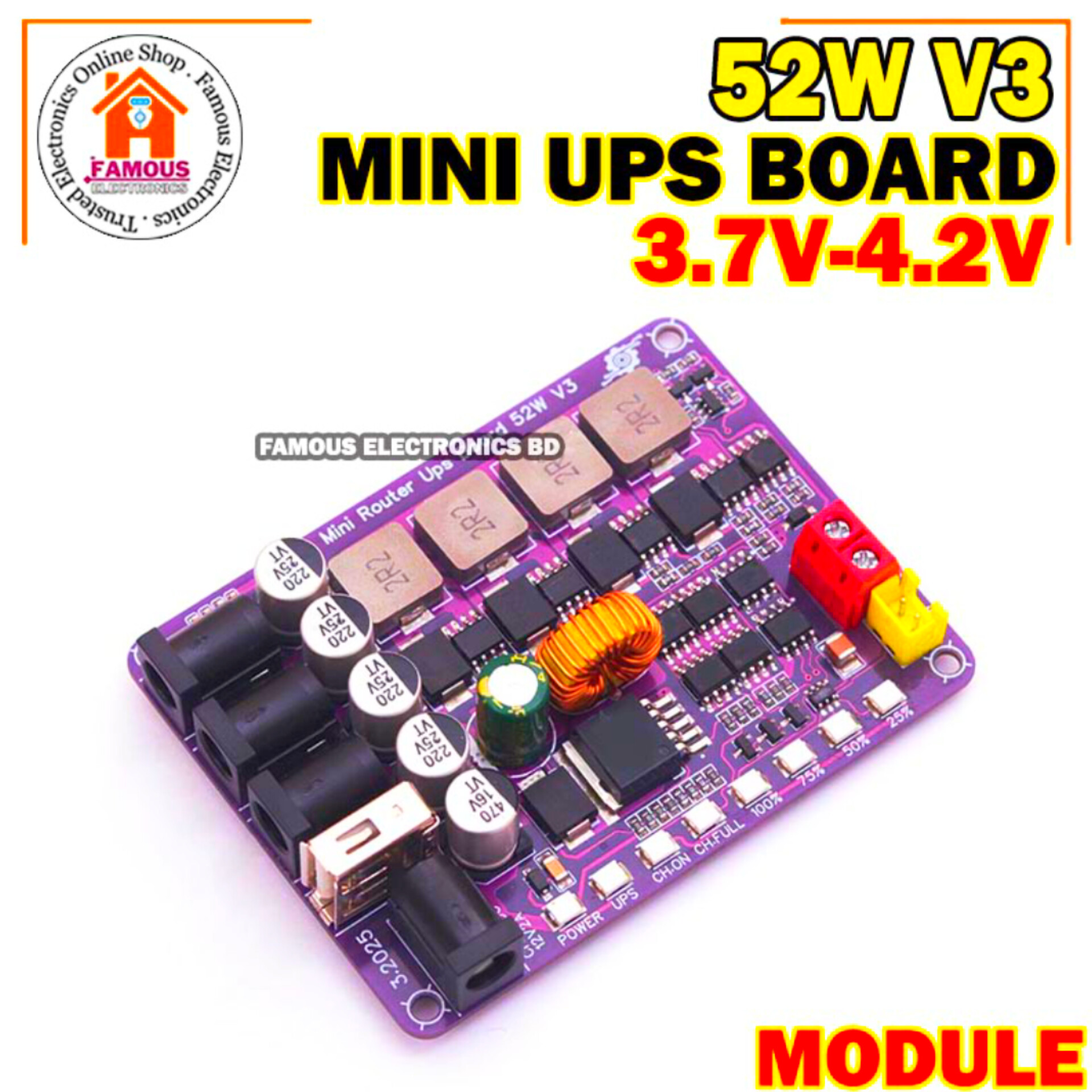 New Mini Router UPS Borad 52W V3 3.7V-4.2V Battery_img_5