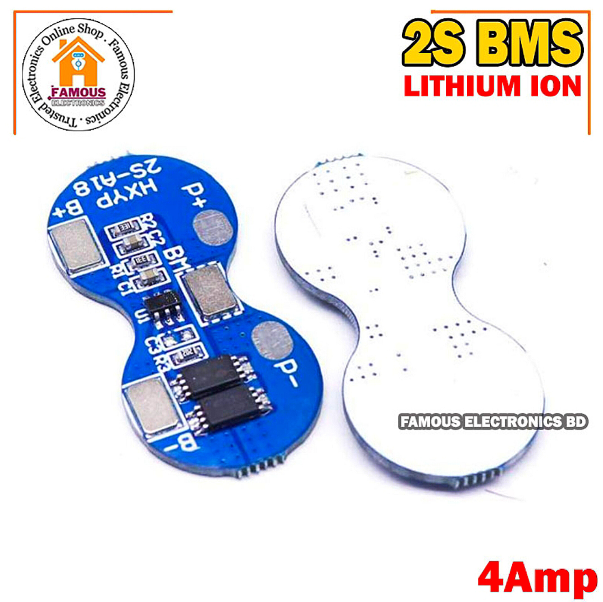 BMS Charger Protection Board for Li-ion 18650 HXYP-2S-A18 2S 4A 7.4V