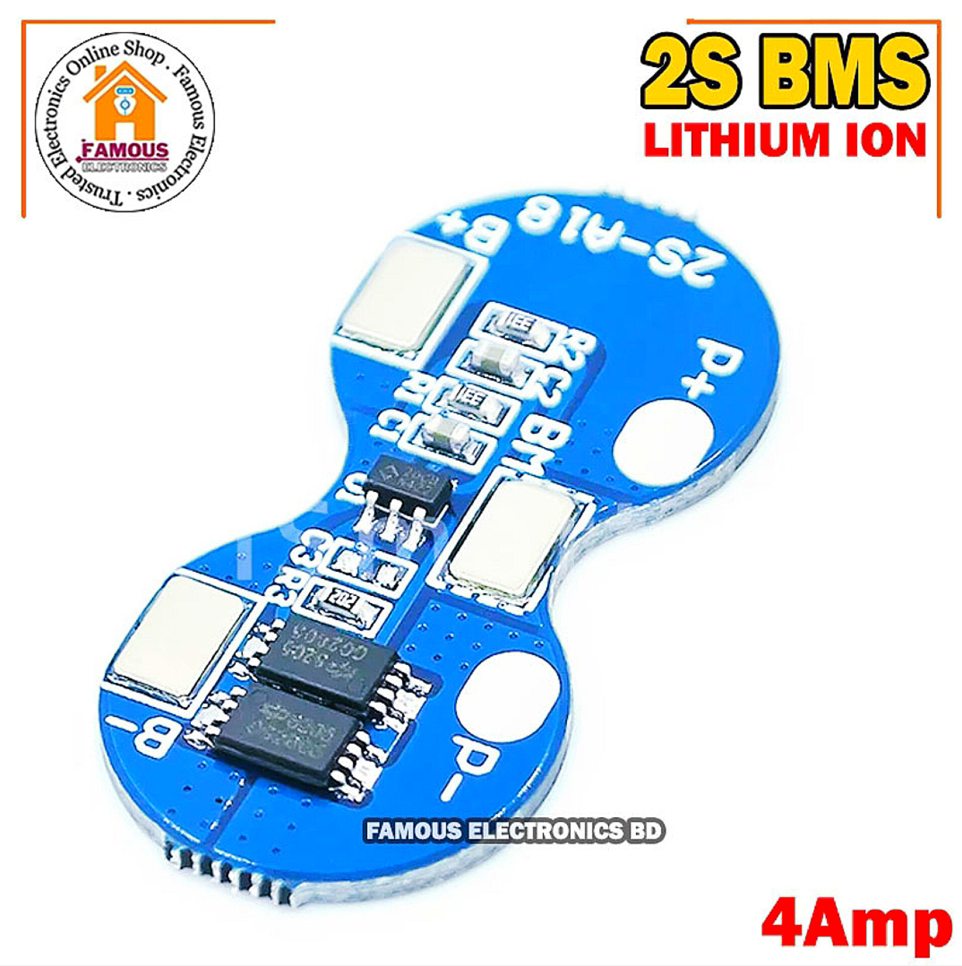 BMS Charger Protection Board for Li-ion 18650 HXYP-2S-A18 2S 4A 7.4V_img_1