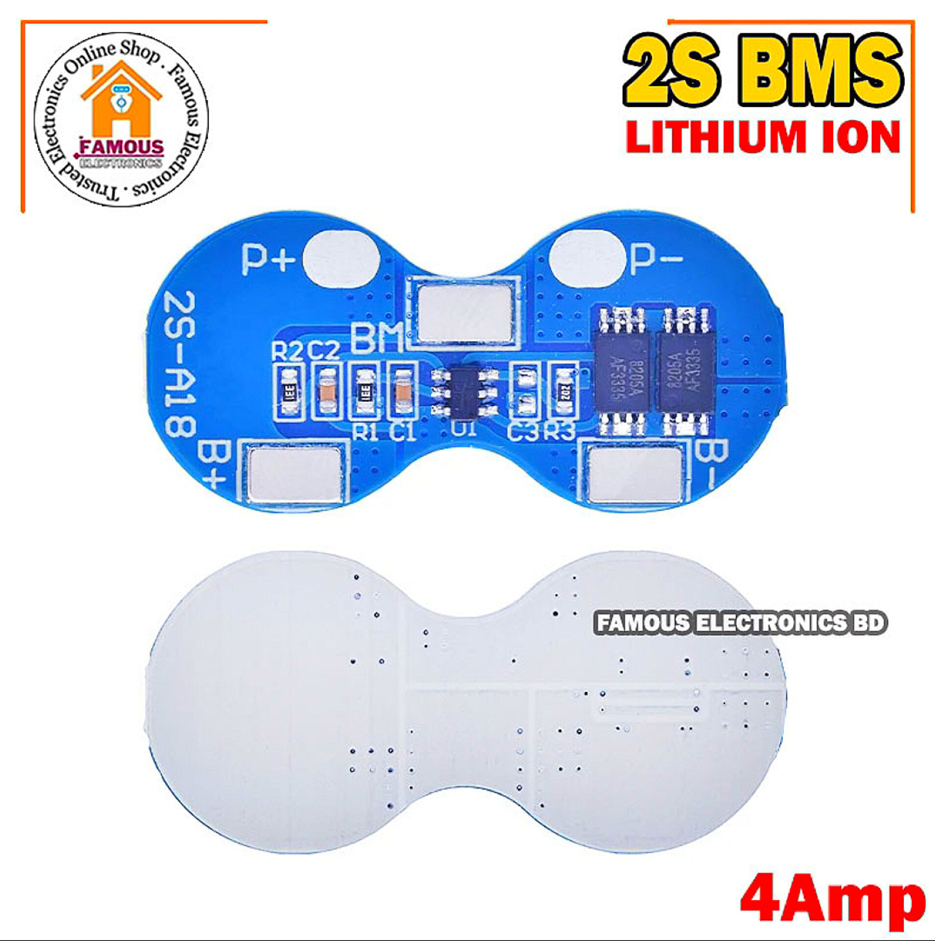 BMS Charger Protection Board for Li-ion 18650 HXYP-2S-A18 2S 4A 7.4V_img_5
