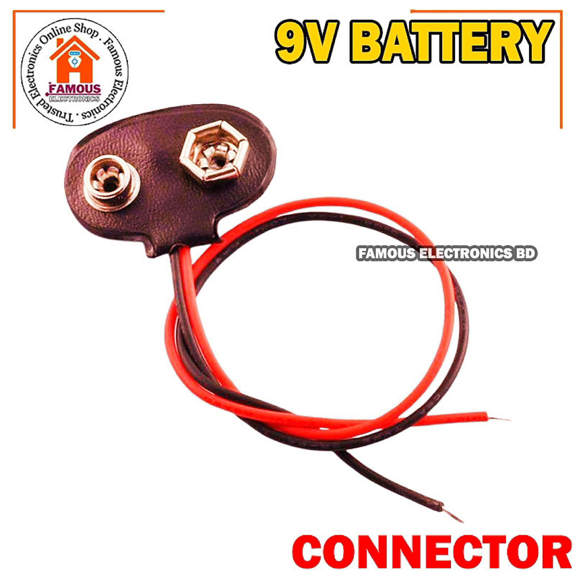 1PCS- 9V Battery Connector BLACK Color DC 9V Battery Clip Connector Leads Socket 6F22 Battery Holder Snap Cables 9 Volt For Arduino Electronics Projects Power Supply_img_0