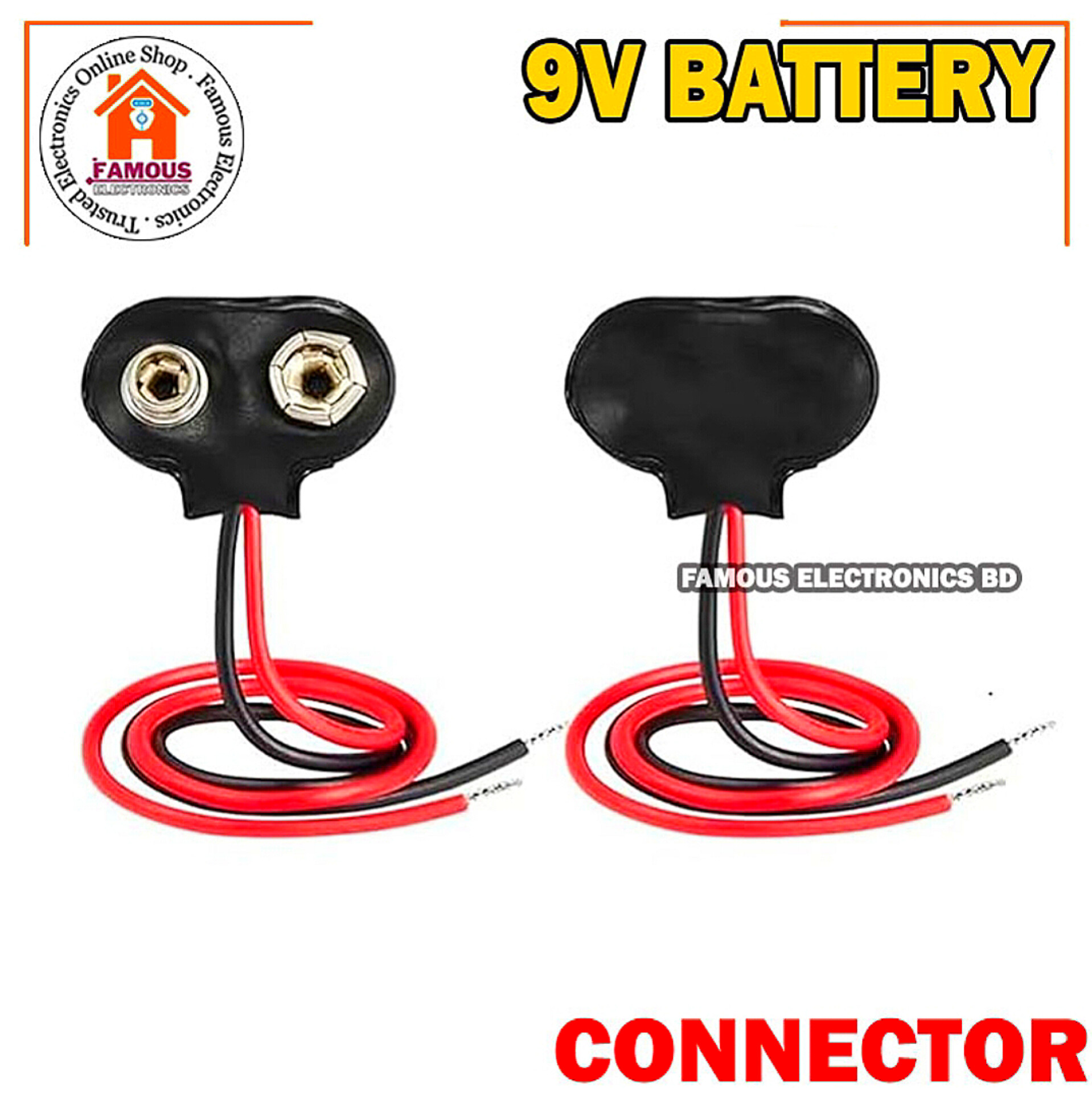 1PCS- 9V Battery Connector BLACK Color DC 9V Battery Clip Connector Leads Socket 6F22 Battery Holder Snap Cables 9 Volt For Arduino Electronics Projects Power Supply_img_1