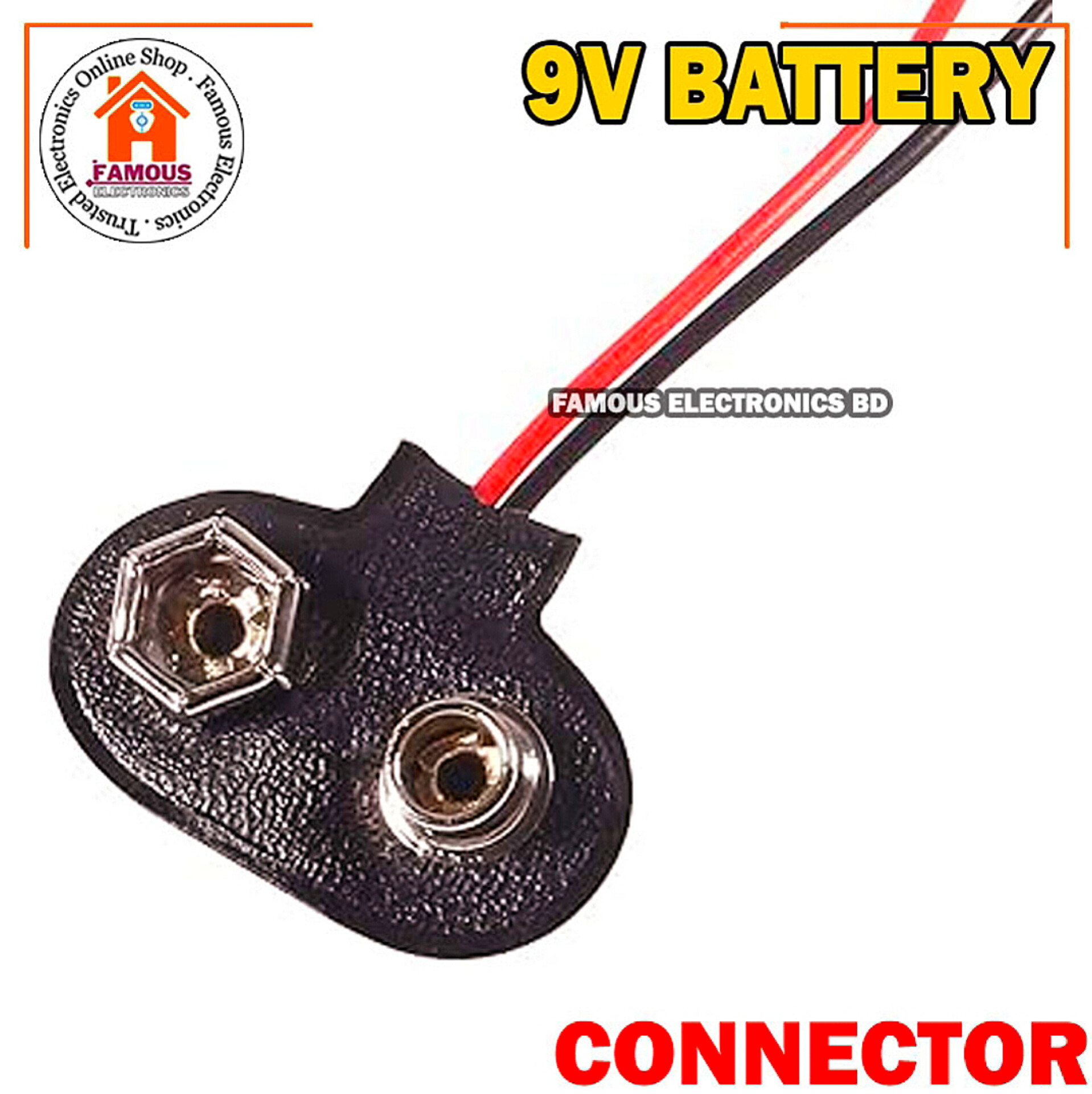 1PCS- 9V Battery Connector BLACK Color DC 9V Battery Clip Connector Leads Socket 6F22 Battery Holder Snap Cables 9 Volt For Arduino Electronics Projects Power Supply_img_3