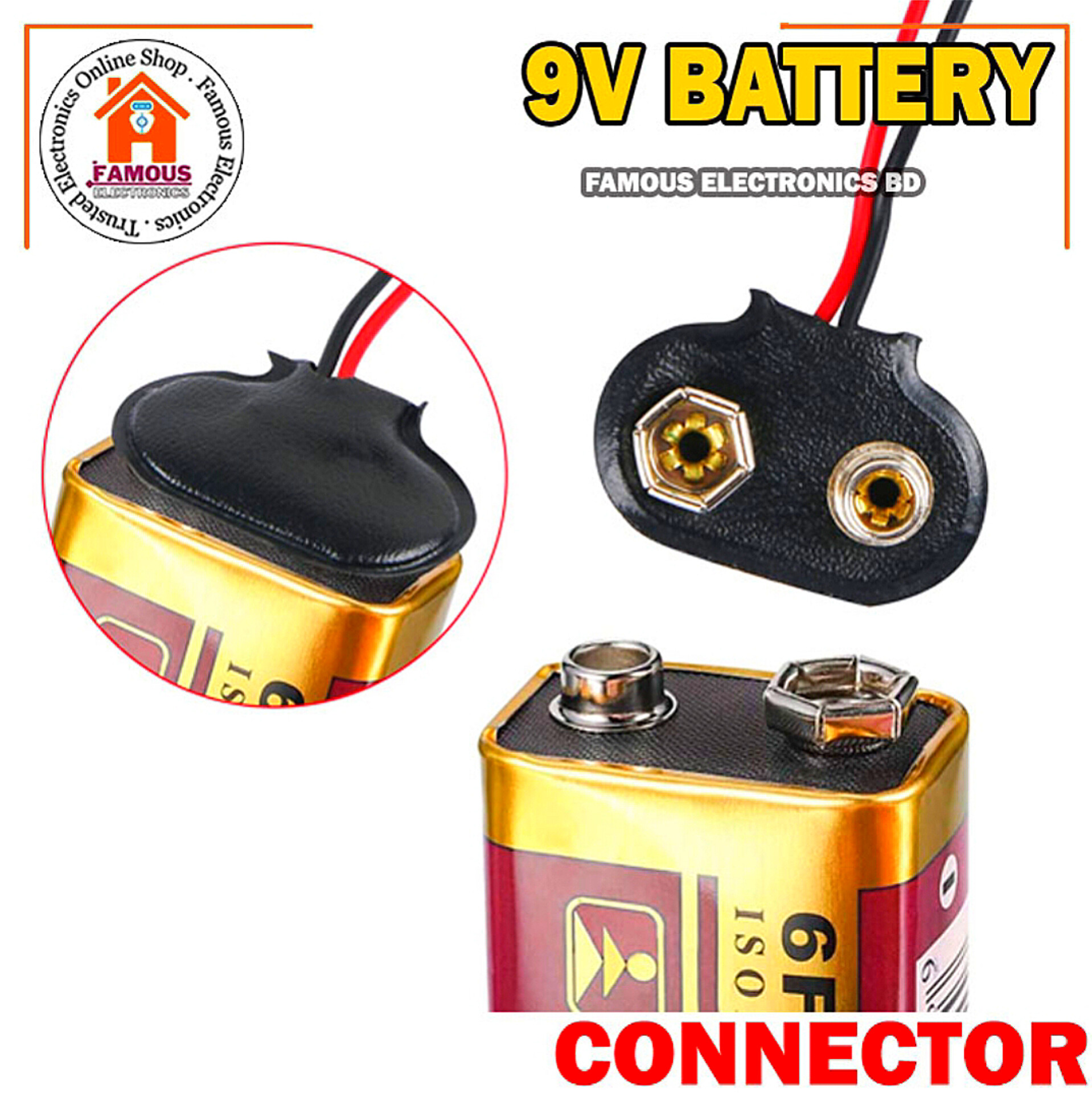 1PCS- 9V Battery Connector BLACK Color DC 9V Battery Clip Connector Leads Socket 6F22 Battery Holder Snap Cables 9 Volt For Arduino Electronics Projects Power Supply_img_6