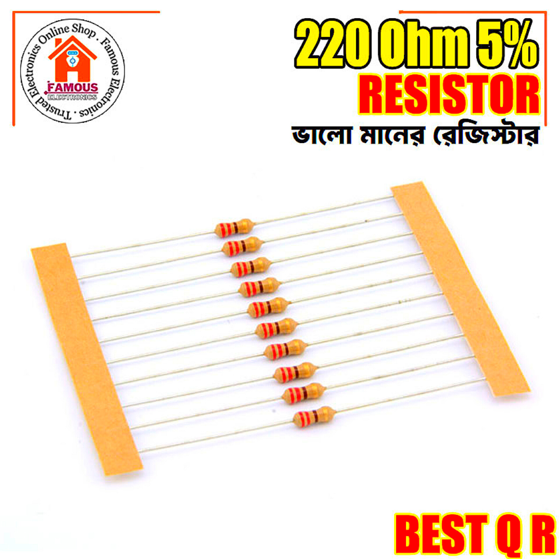 10PCS Resistor 220Ohm Carbon Film Resistor 220 1/4W Resistance 0.25 Watt 5% Tolerance Fixed Resistors For Passive Components Parts_img_3