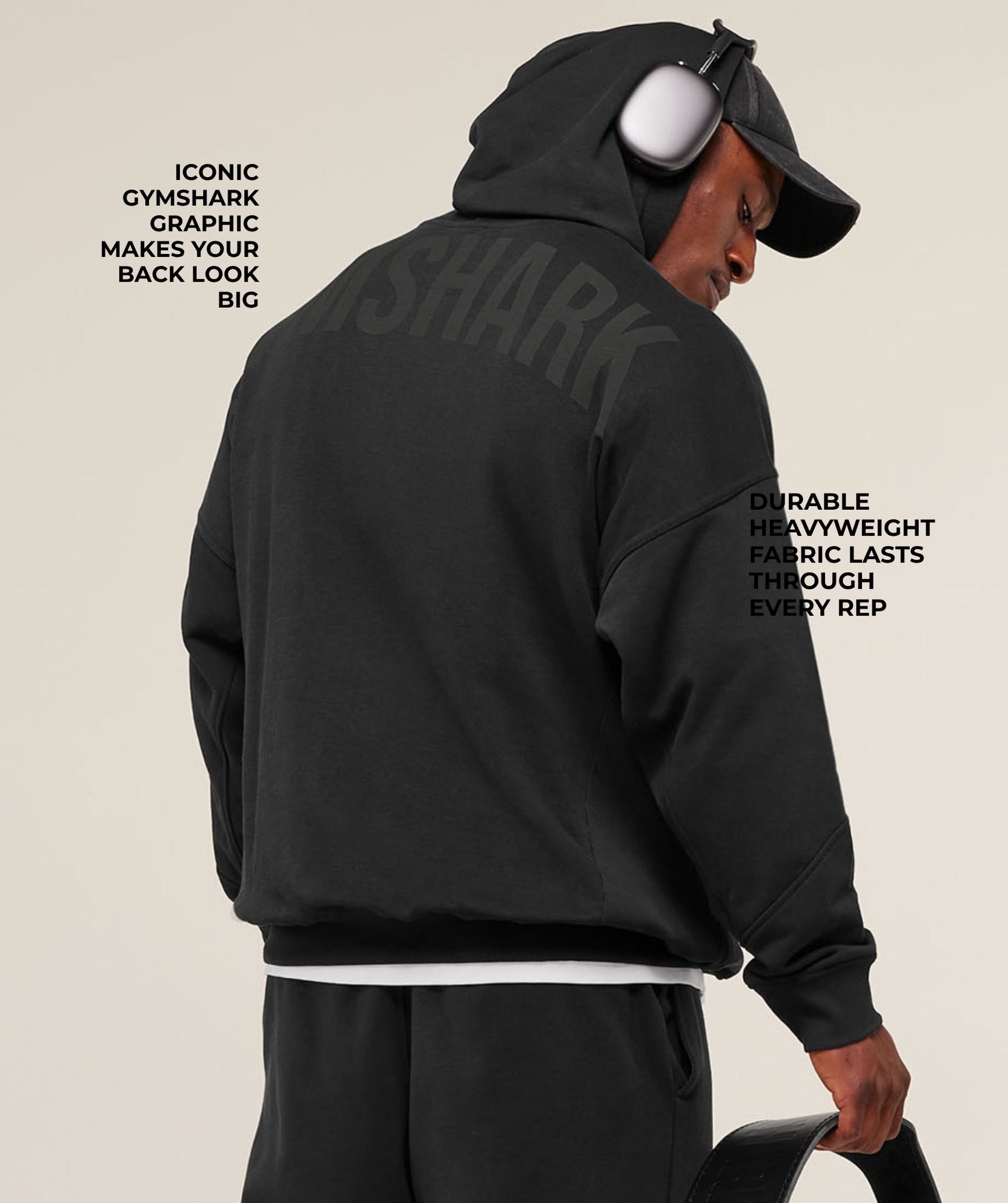 Gymshark Oversized Hoodie Black Print