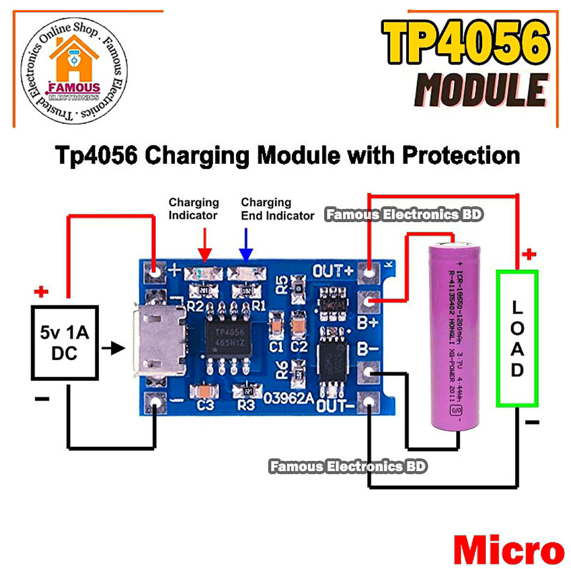 1PCS TP4056 DC 5V 1A Mini Micro USB Interface Lithium Battery Charging Board - DIY Charger Module for Easy Battery Charging_img_1