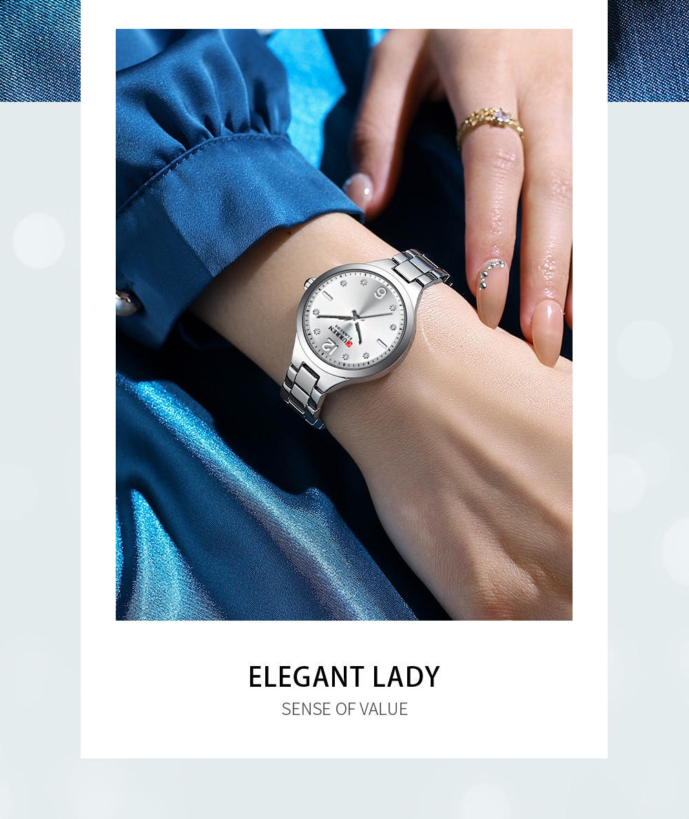 Curren 9105 Ladies Chain Watch- Silver Dial- Silver Bezel- Silver Chain- TF Code CR989CF_img_2