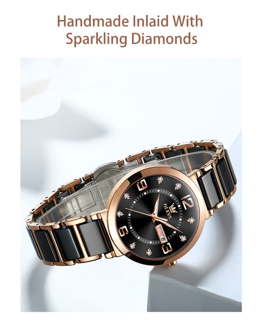 OLEVS 5005L Ladies Chain Watch- Black Dial- Rose Golden Bezel- Black+Rose Golden Chain- TF Code OL946CF_img_6