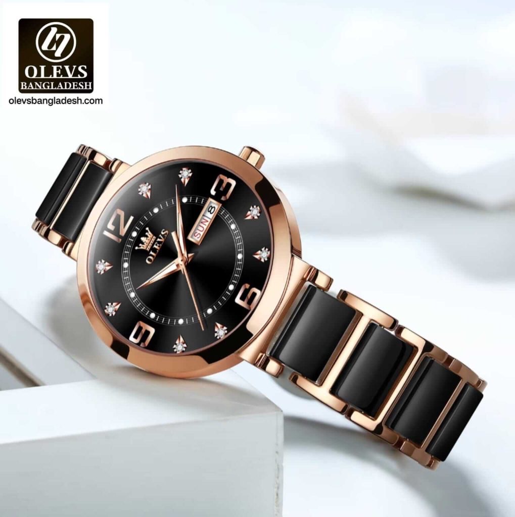 OLEVS 5005L Ladies Chain Watch- Black Dial- Rose Golden Bezel- Black+Rose Golden Chain- TF Code OL946CF_img_5