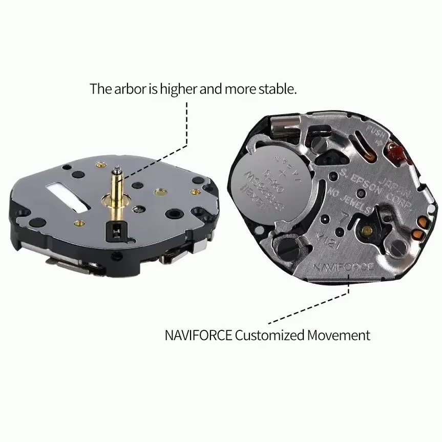 Naviforce 9225 Two Time Gents Belt Watch- Golden Dial- Golden Bezel- Black Belt- TF Code NF982BM_img_6