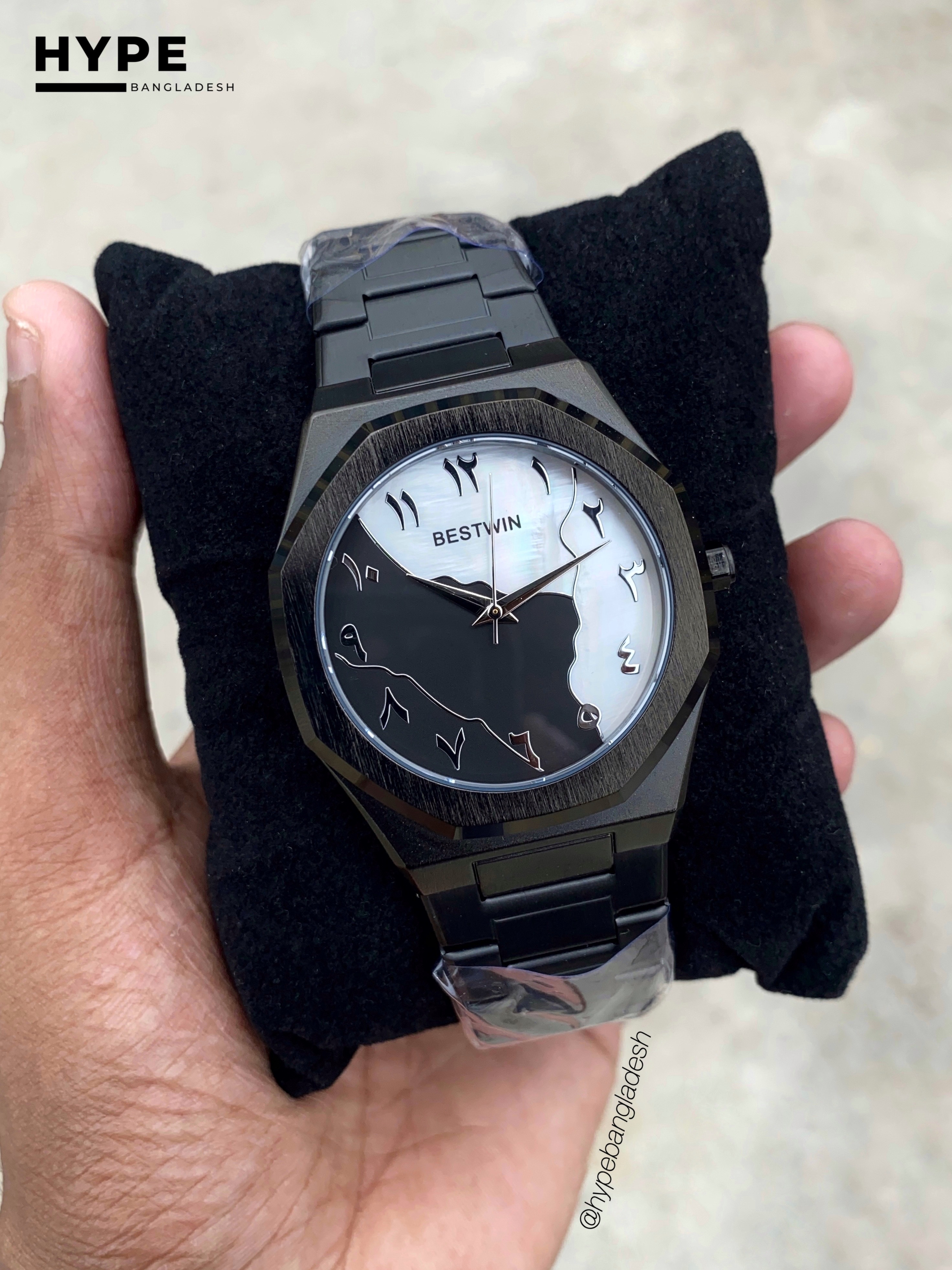Black & White Arabic Dial Bestwin Stainless Steel Heavyweight Watch_img_0