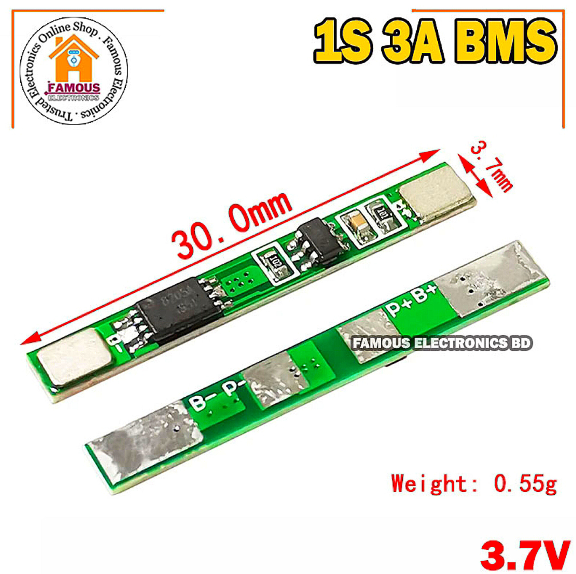 1S 3.7V 3A li-ion BMS PCM Protection Board_img_3