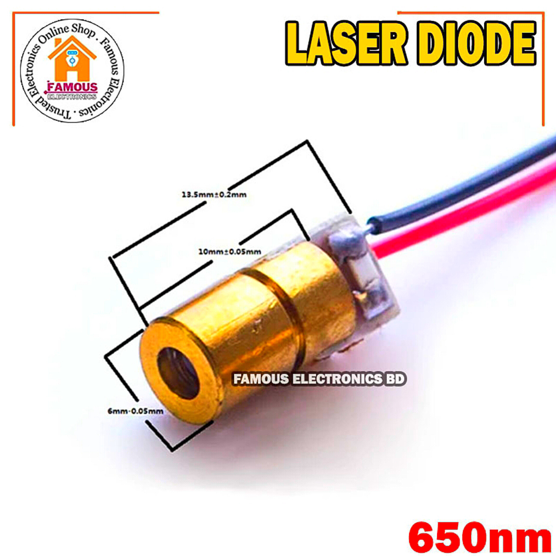 650nm 6mm DC 5V 5mW Laser Dot Diode Module Red Copper Head_img_1