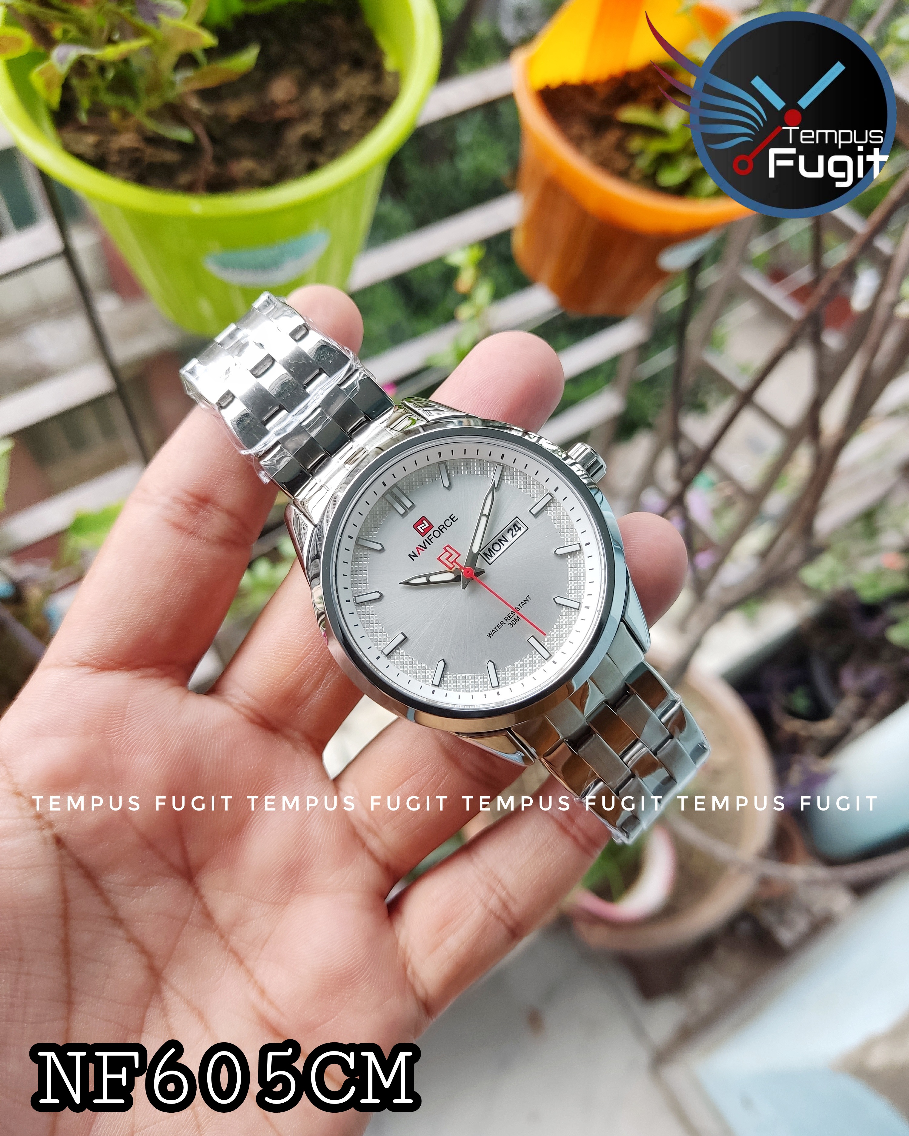 Naviforce 9203 Gents Chain Watch - White Dial- Silver Bezel- Silver Chain- TF Code NF605CM_img_12