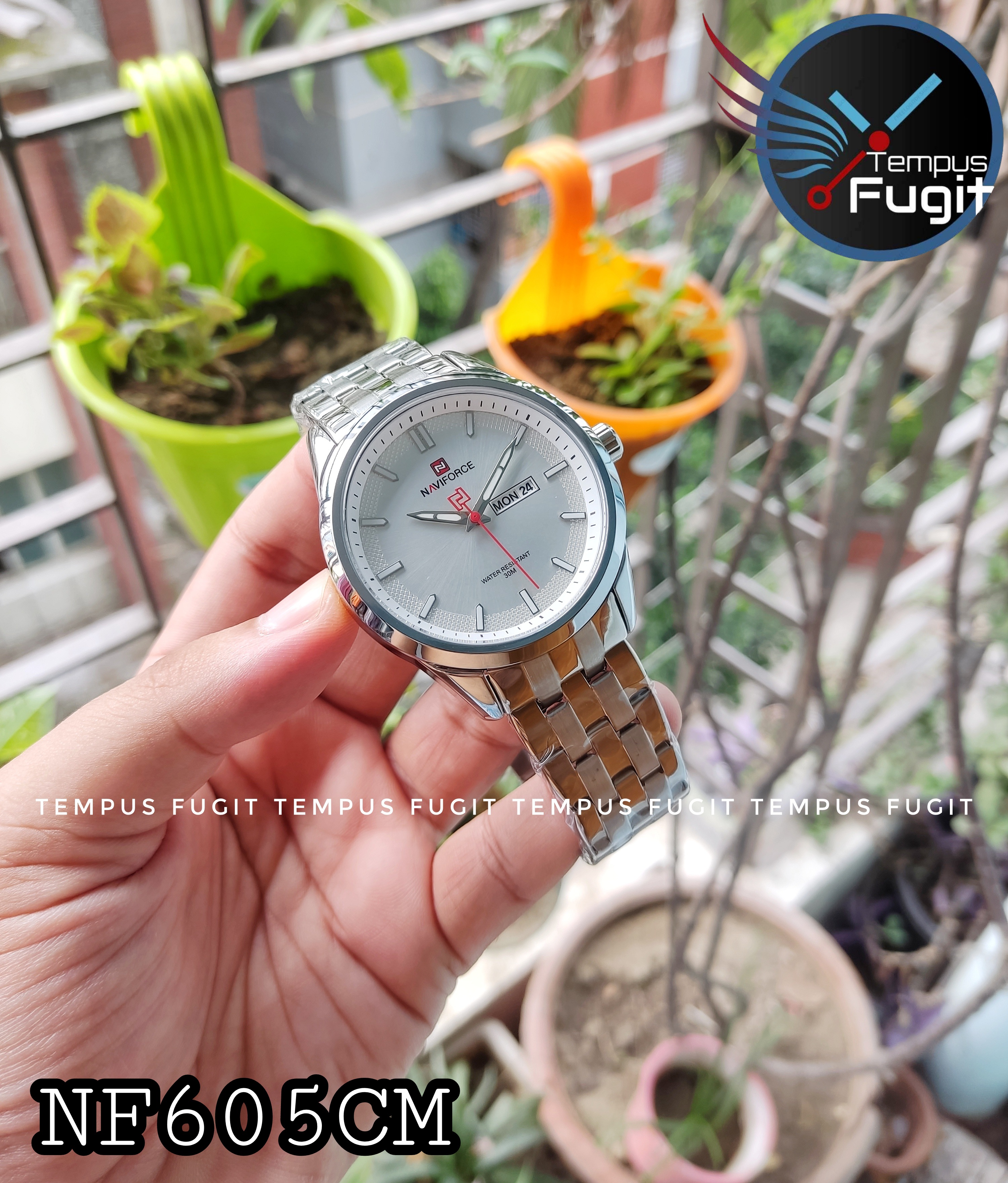 Naviforce 9203 Gents Chain Watch - White Dial- Silver Bezel- Silver Chain- TF Code NF605CM_img_14