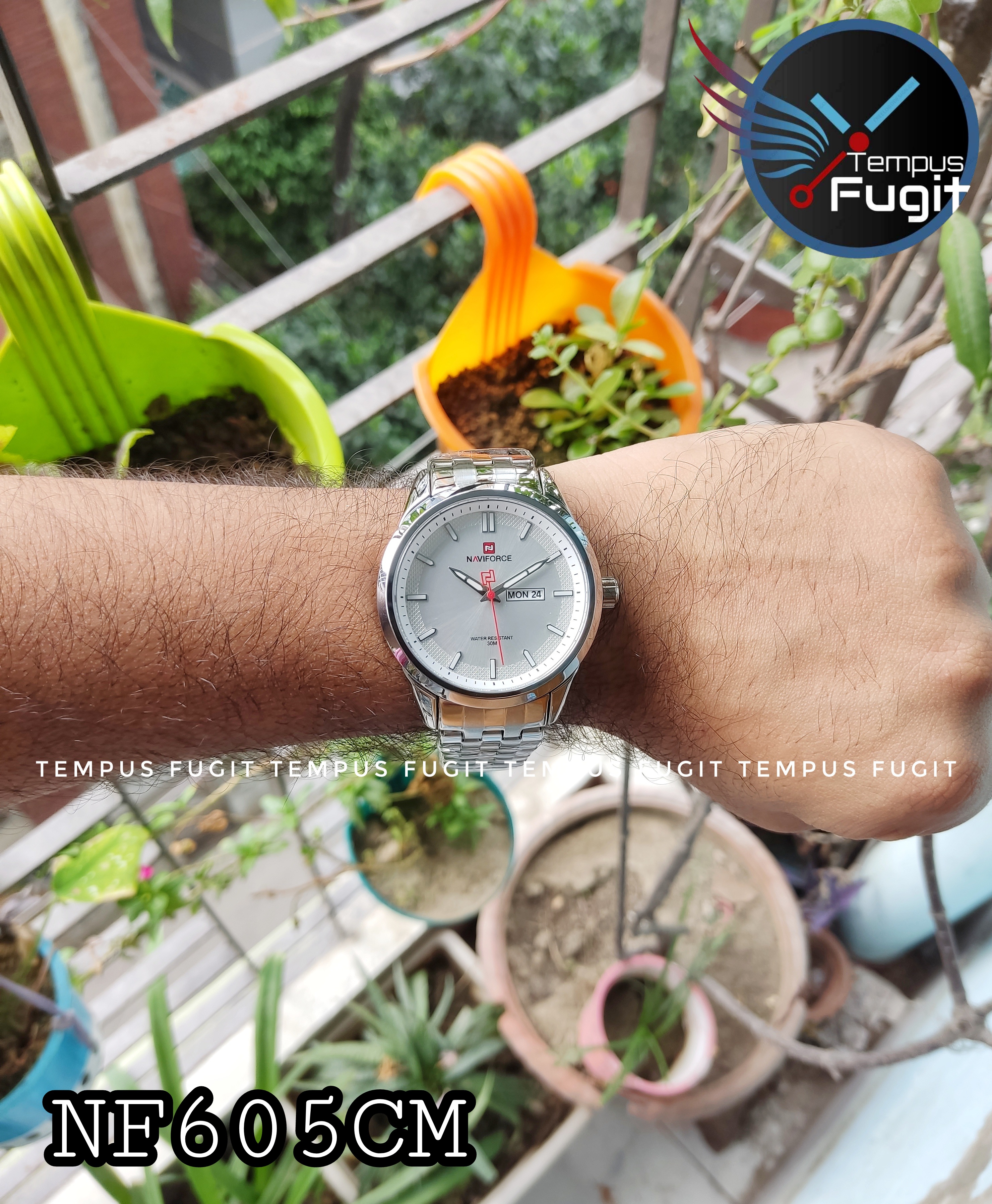 Naviforce 9203 Gents Chain Watch - White Dial- Silver Bezel- Silver Chain- TF Code NF605CM_img_15