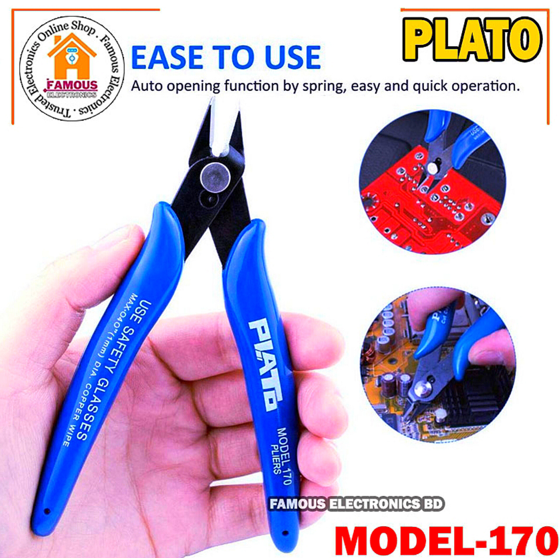 High-Quality Wire Cutter PLATO 170 Wishful Clamp DIY Electronic Diagonal Pliers Side Cutting Nippers - Precision Wire Cutting Tool for Electronics