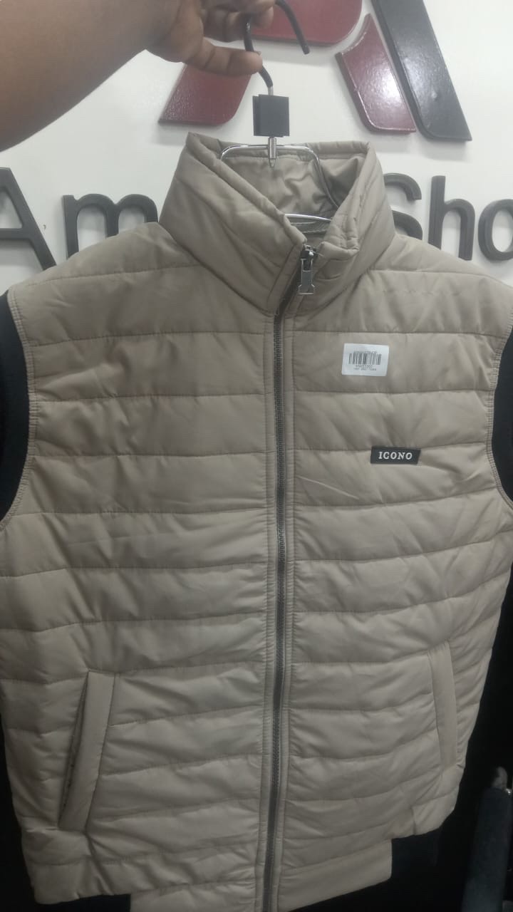 ICONO MEN Light Grey Half Quilted Vest_img_0