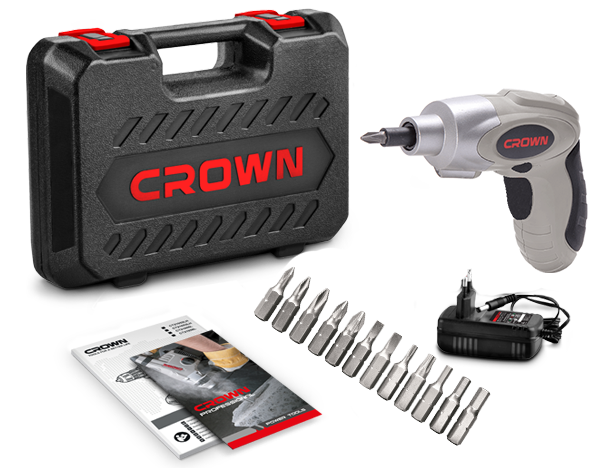 CROWN CT22002N, 3.6V Cordless Screwdriver With 12pcs Accessories, Max Torque: 3N.m,  Model: CT22002N_img_2