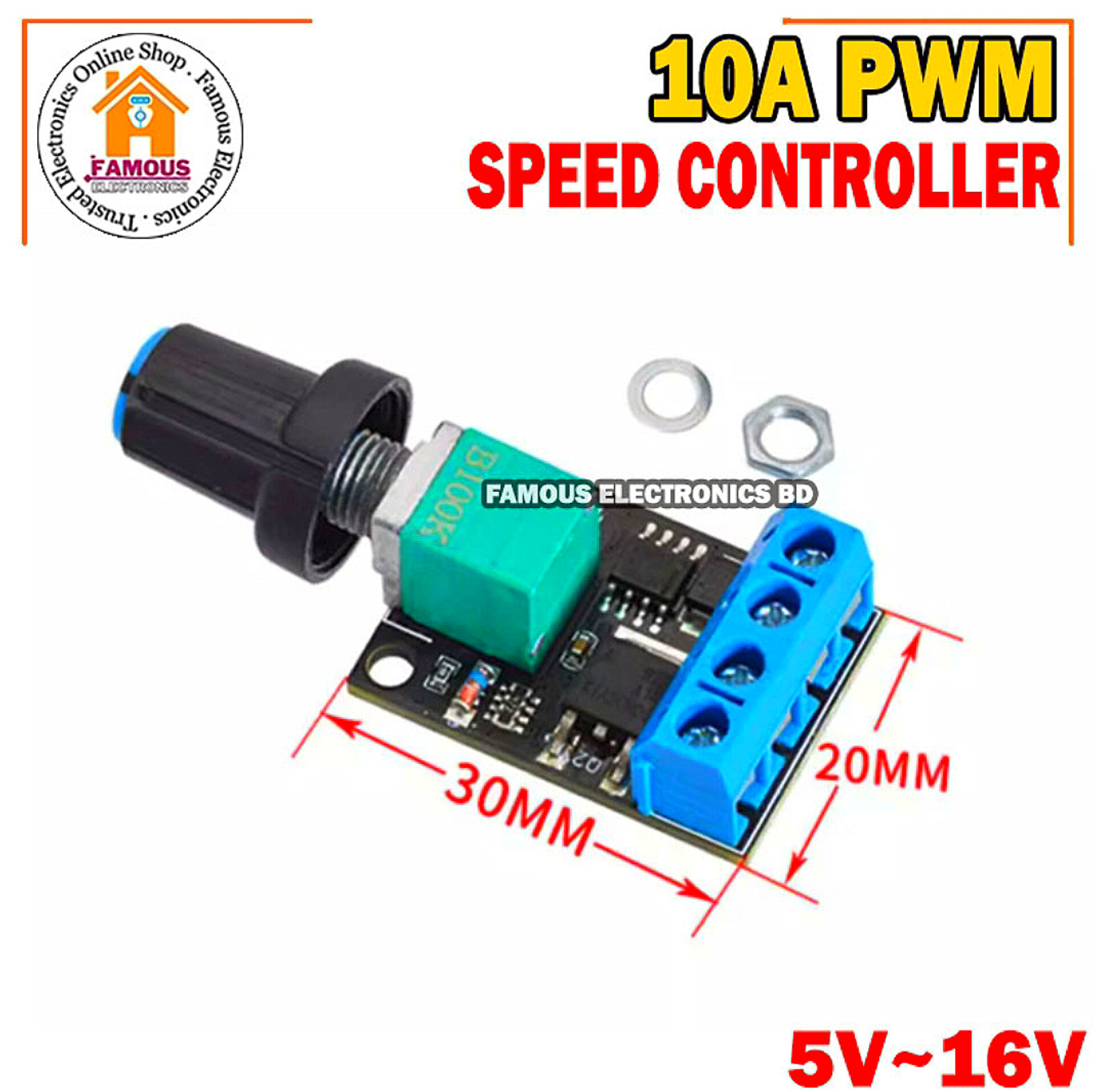 5V 9V 12V 16V 10A PWM DC Motor Speed Controller LED Dimmer Dimming Module Adjustable Speed Regulator Control Switch_img_7