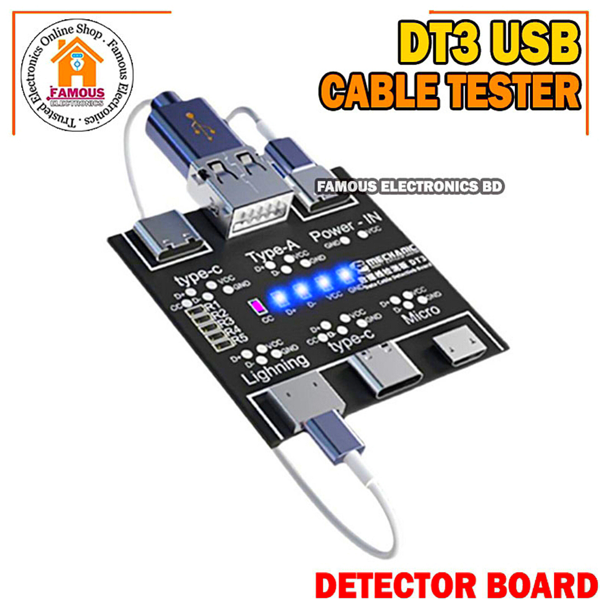 DT3 Data Cable Detection Board USB Cable Tester for IOS Android Type-C Short Circuit On-Off Switching Test Board Tool_img_4