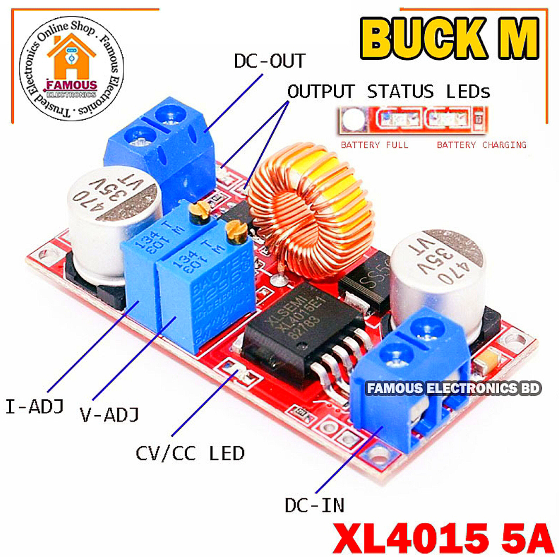 XL4015 Buck Converter 5A DC To DC CC CV Lithium Battery Step down Charging Board Led Power Converter Charger Step Down Module_img_2